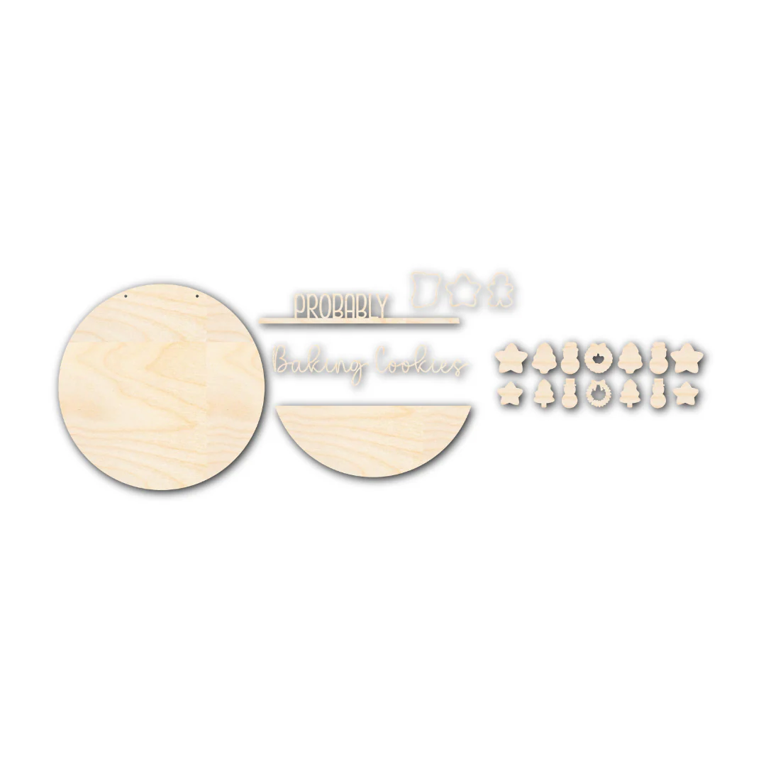 Unfinished Wood Baking Cookies Door Sign Kit | Wood Craft Cutouts | 1/4" Thick | - Image 3