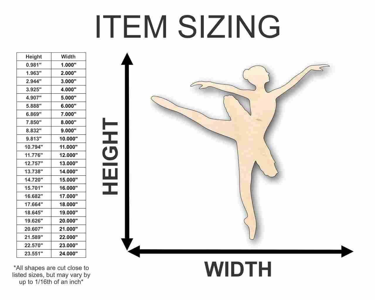 Unfinished Wood Ballerina Dancer Shape - Craft- up to 46" DIY - Image 2