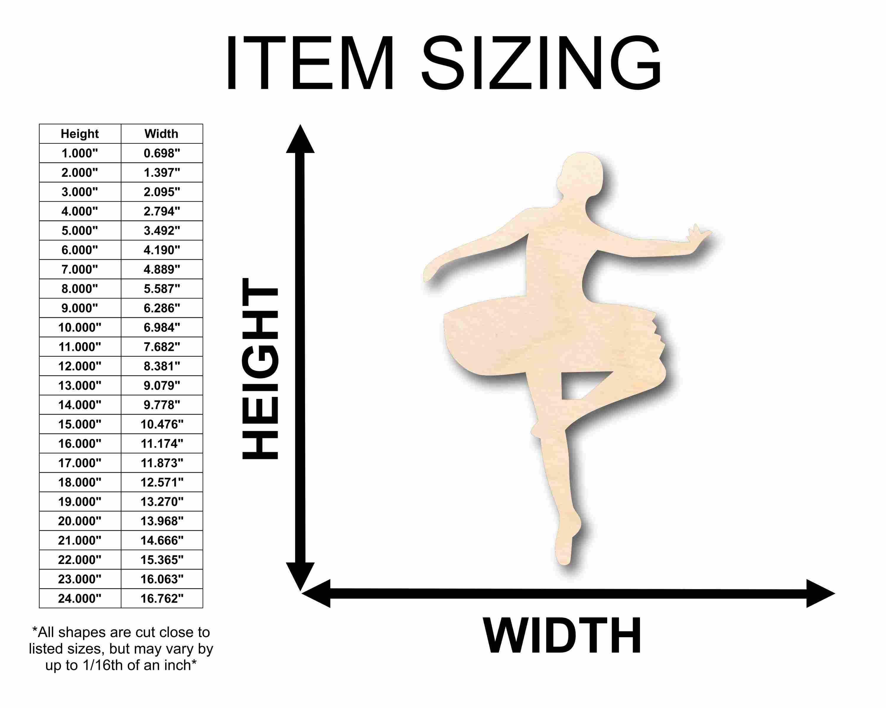Unfinished Wood Ballerina Silhouette - Craft- up to 46" DIY - Image 2