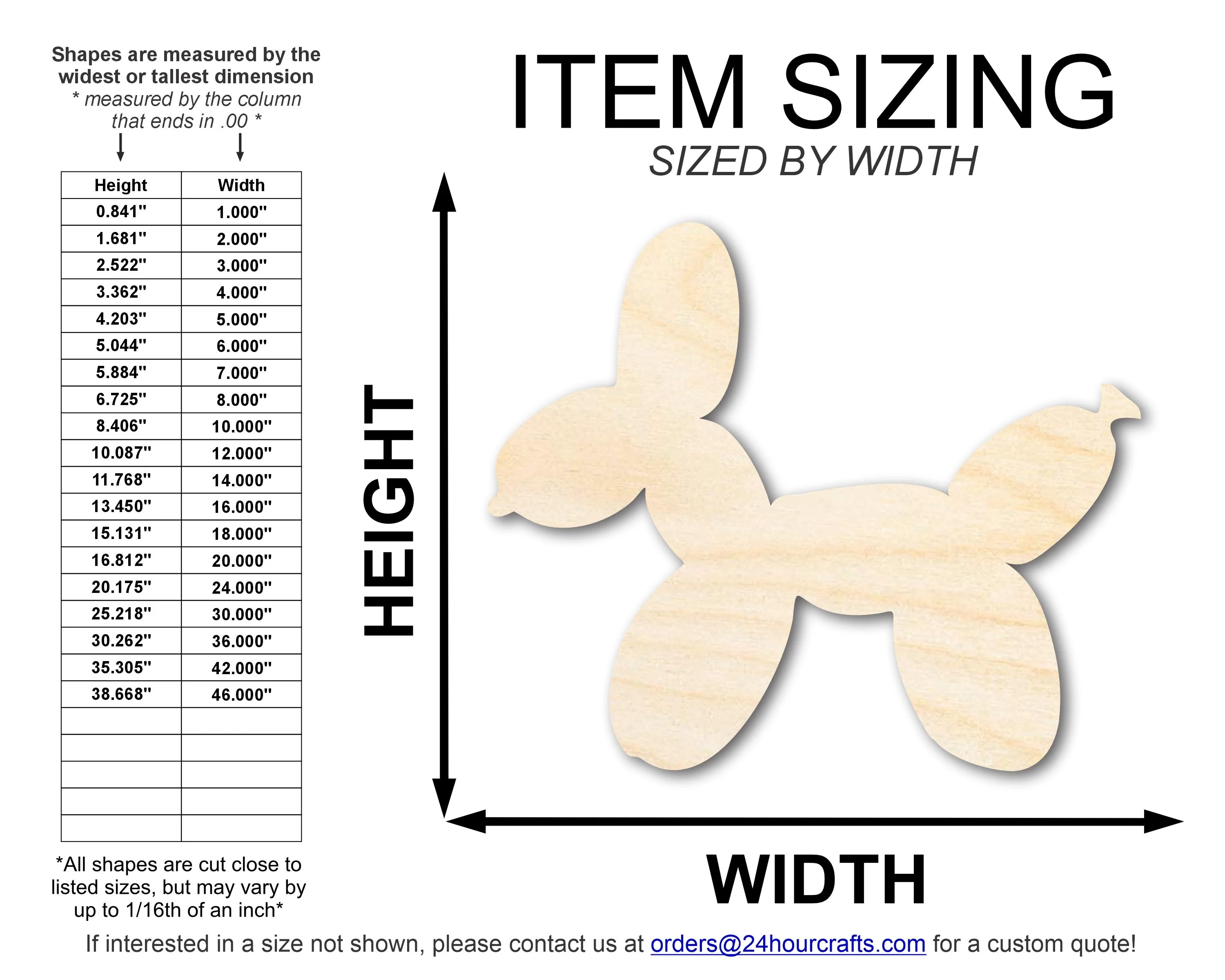 Unfinished Wood Balloon Dog Shape | DIY Craft Cutout | up to 46" DIY - Image 2