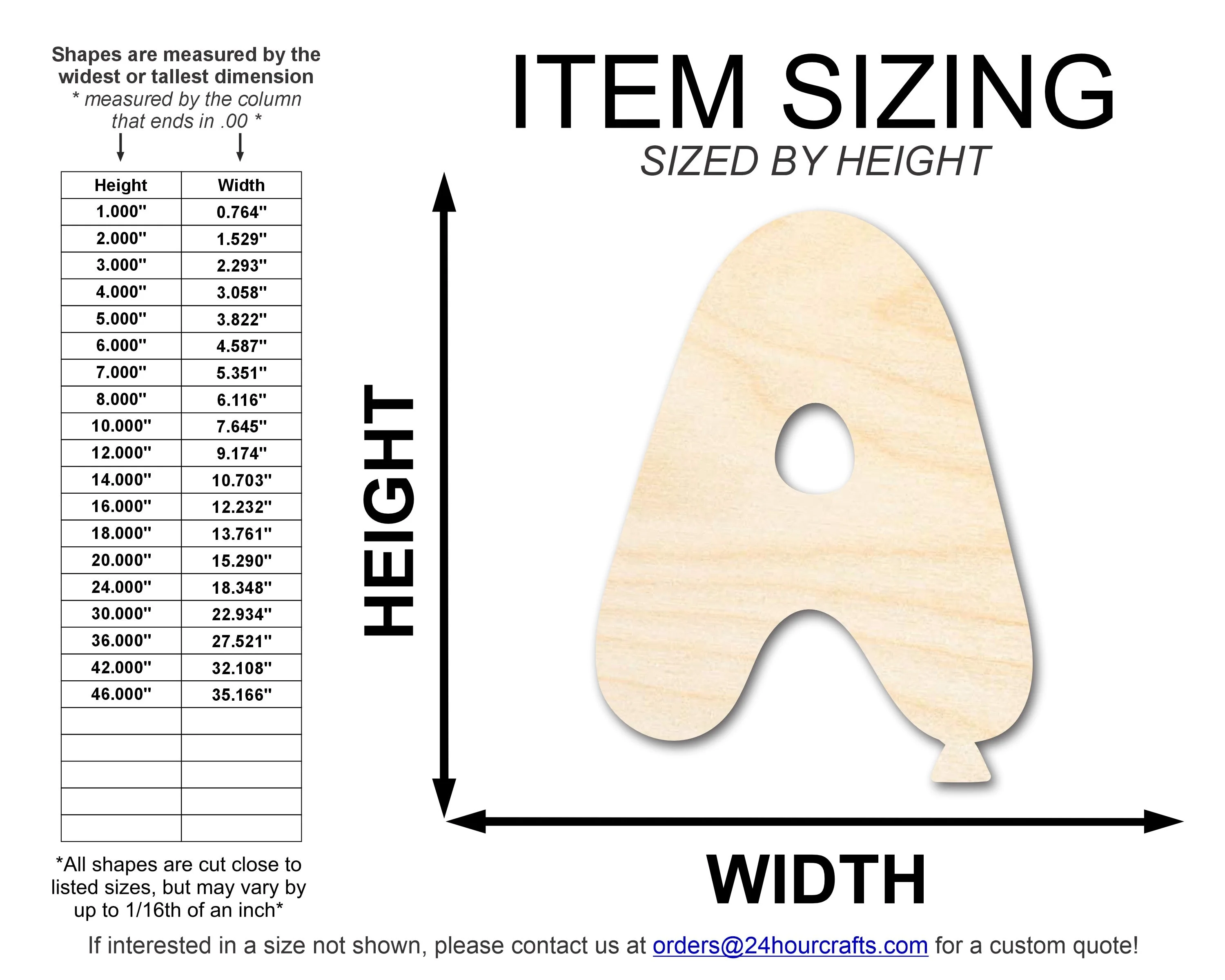 Unfinished Wood Balloon Letter A Shape | DIY Craft Cutout | up to 46" DIY - Image 2