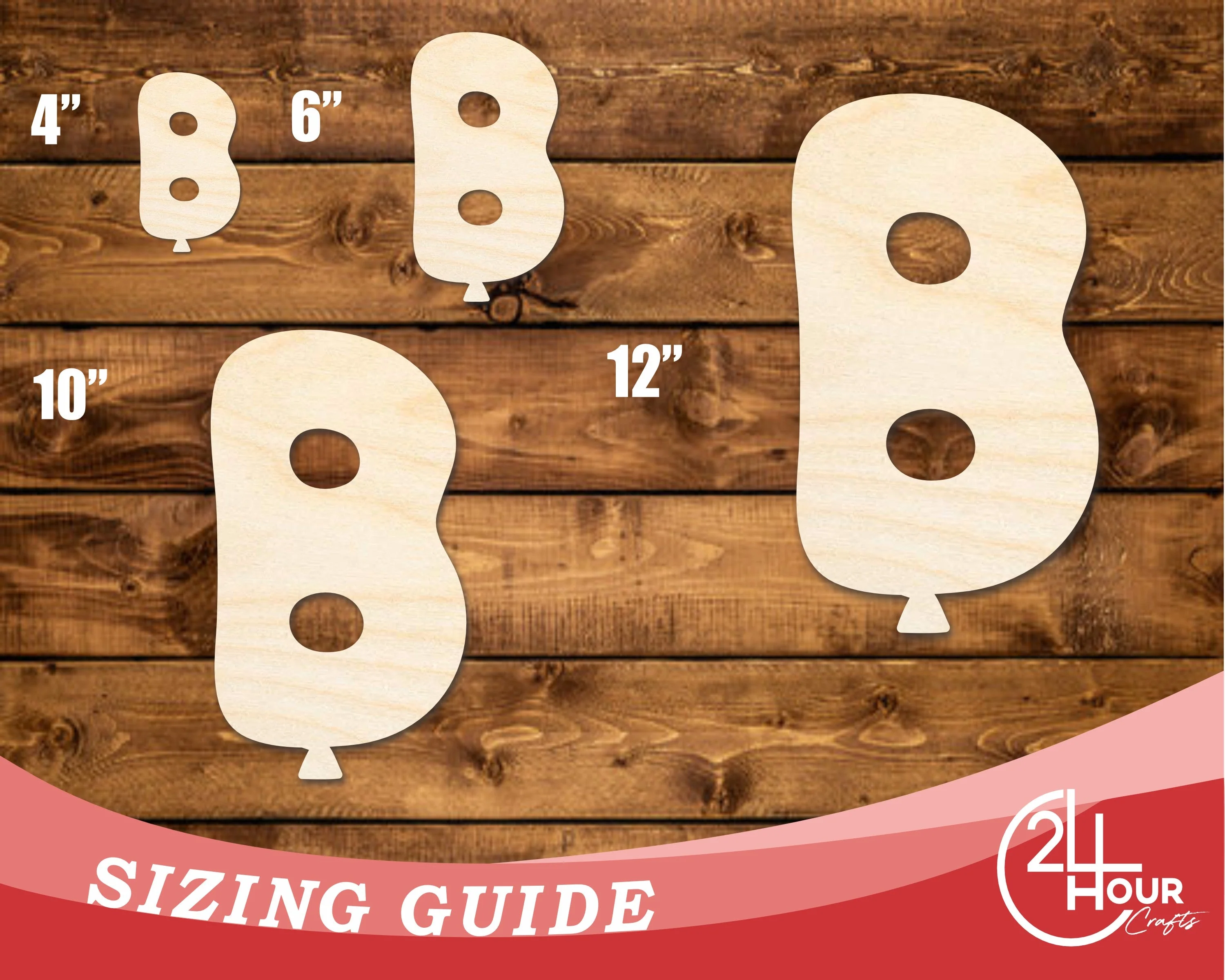Unfinished Wood Balloon Letter B Shape | DIY Craft Cutout | up to 46" DIY - Image 3