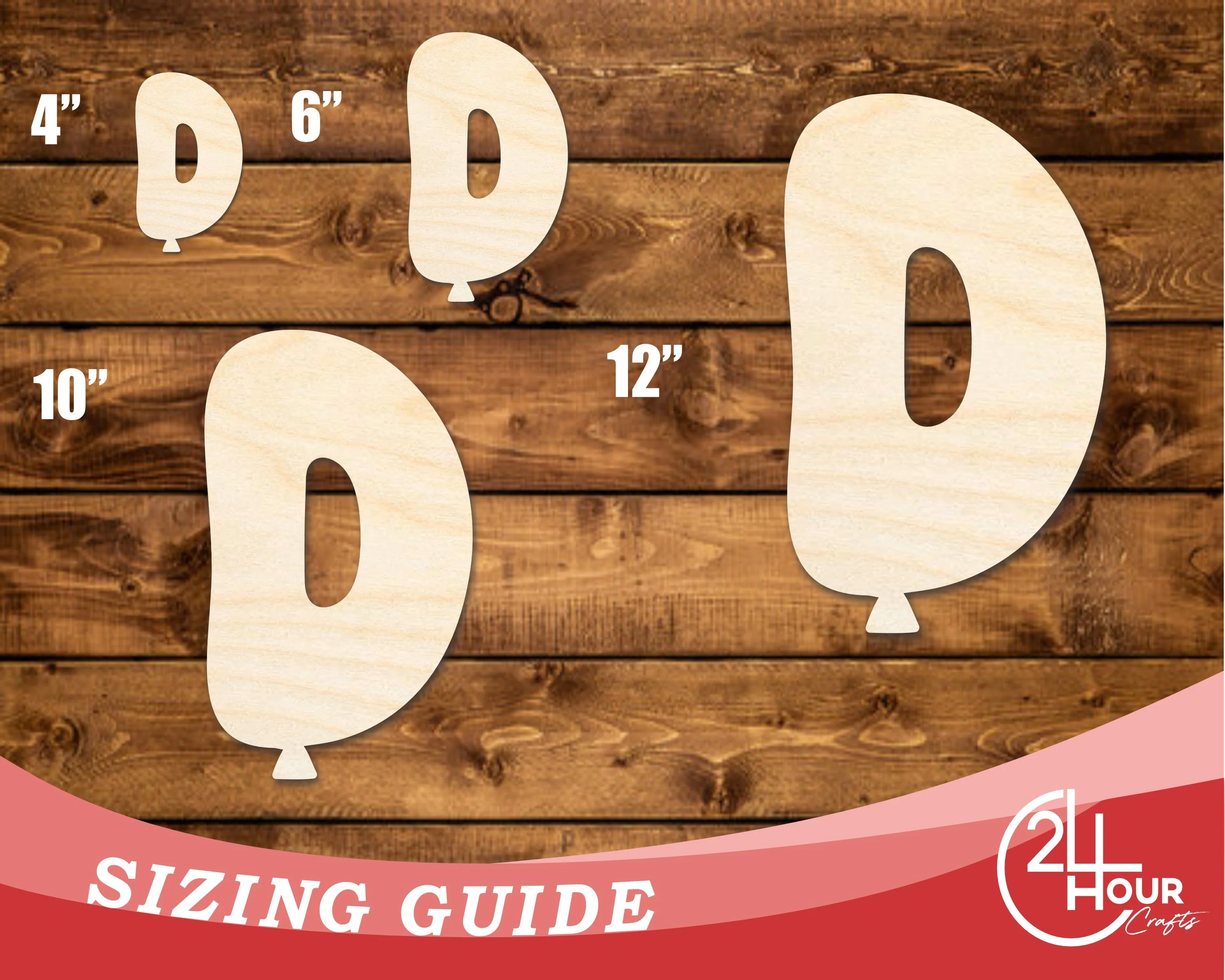 Unfinished Wood Balloon Letter D Shape | DIY Craft Cutout | up to 46" DIY - Image 3