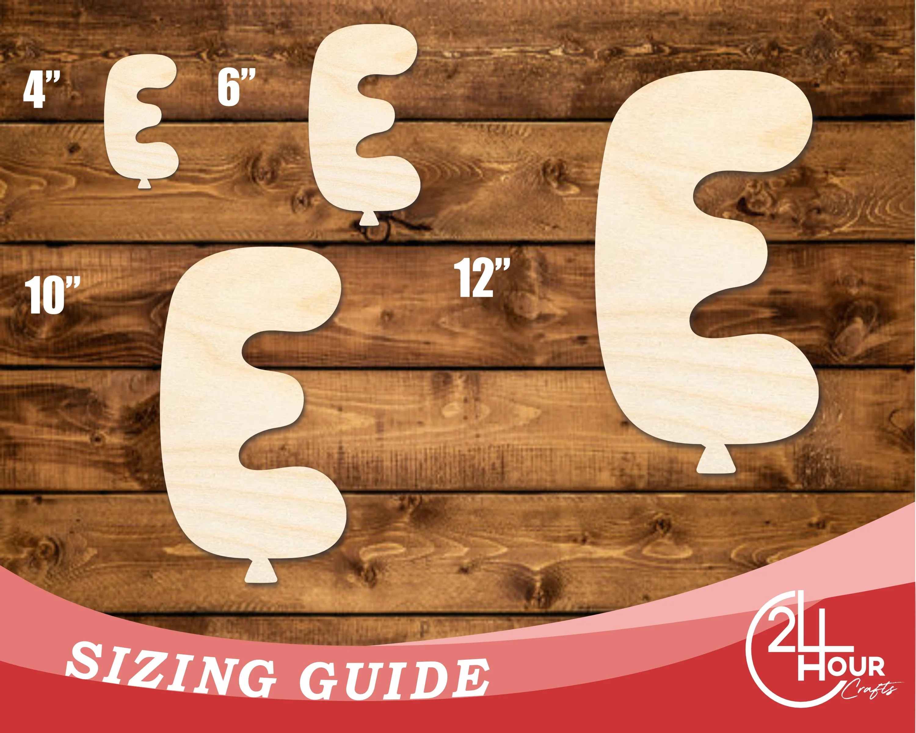 Unfinished Wood Balloon Letter E Shape | DIY Craft Cutout | up to 46" DIY - Image 3