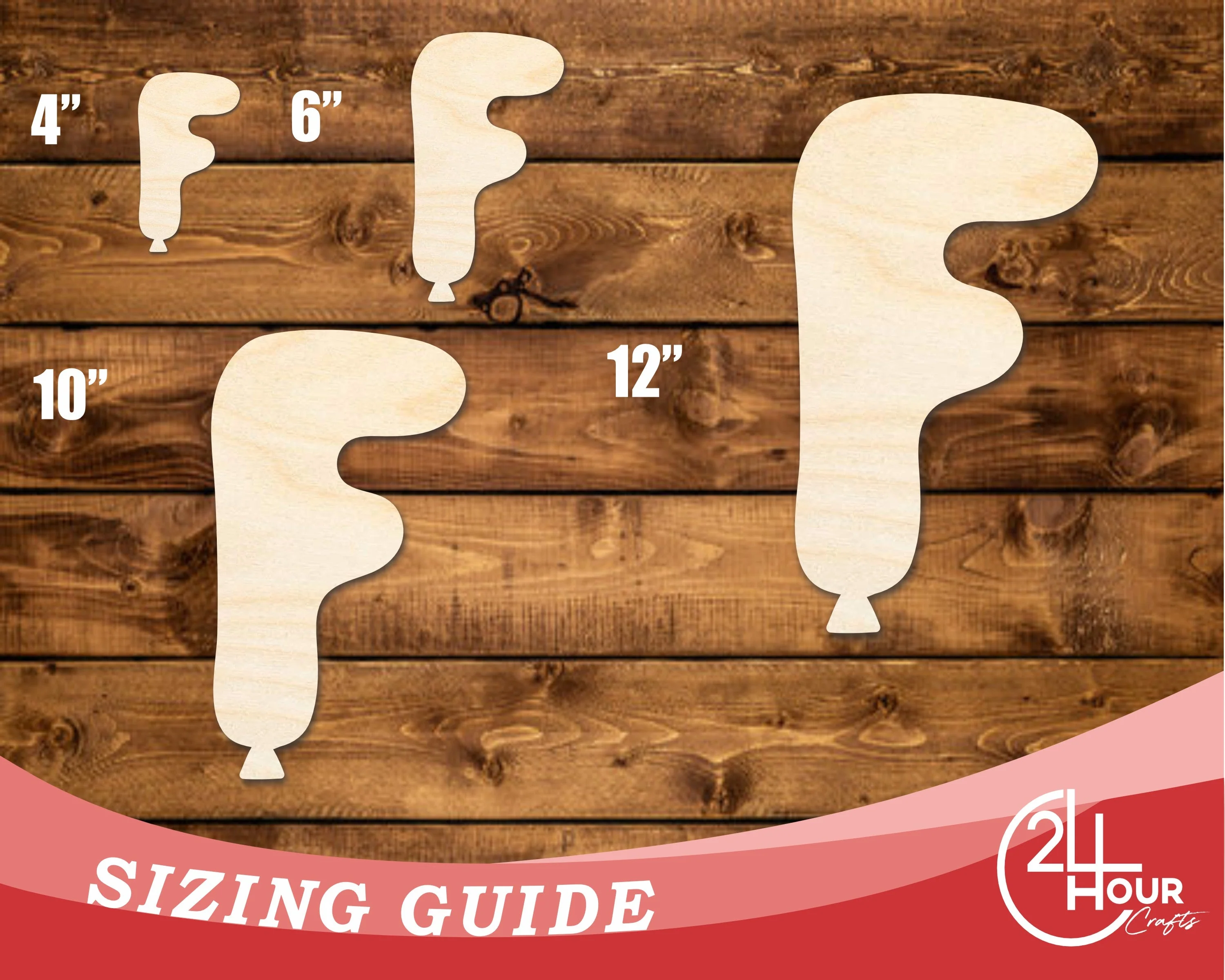 Unfinished Wood Balloon Letter F Shape | DIY Craft Cutout | up to 46" DIY - Image 3