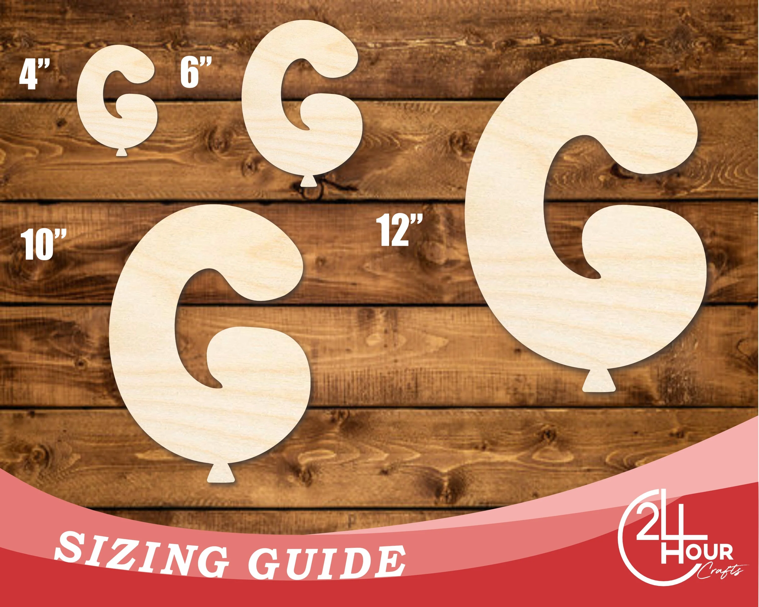 Unfinished Wood Balloon Letter G Shape | DIY Craft Cutout | up to 46" DIY - Image 3