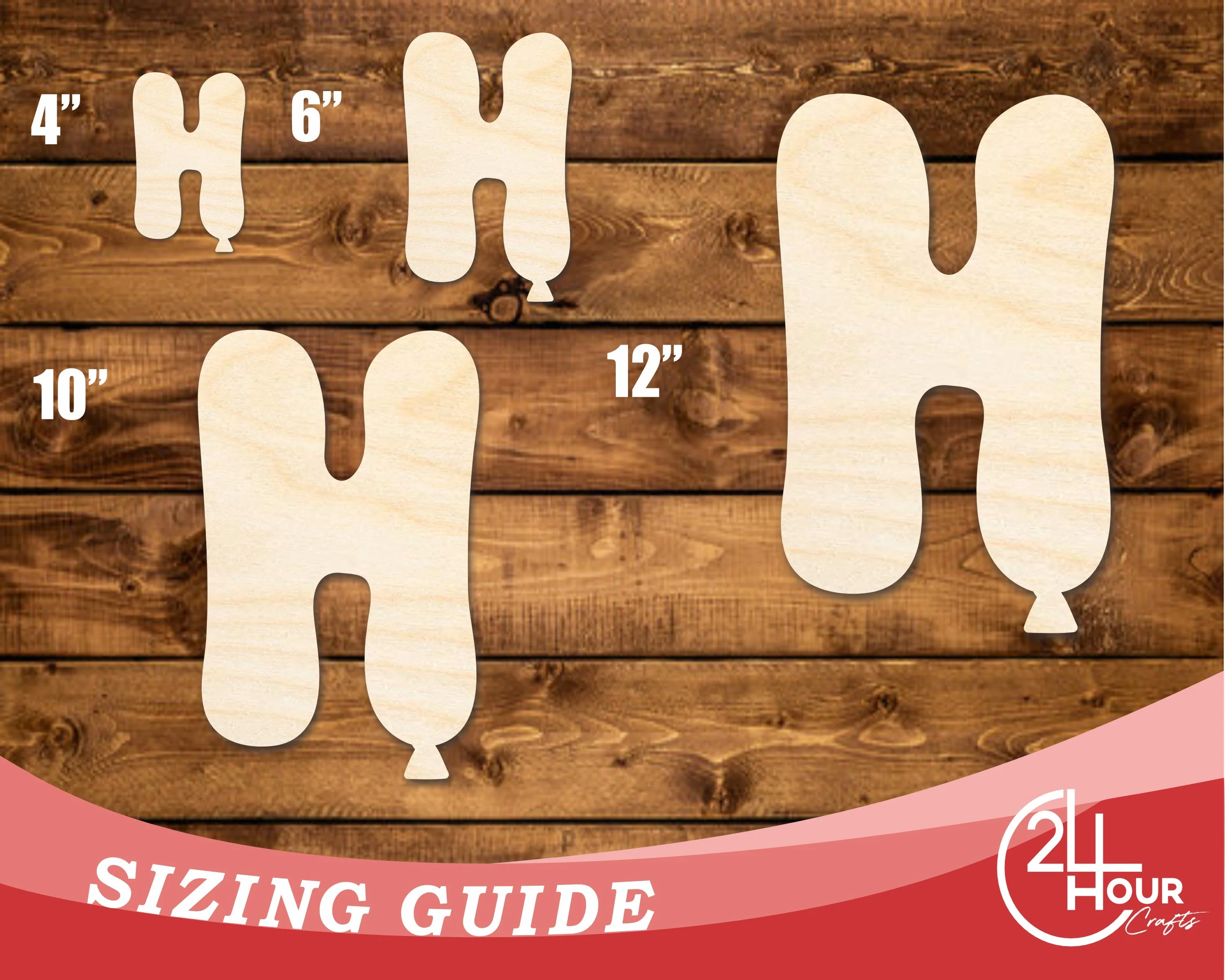Unfinished Wood Balloon Letter H Shape | DIY Craft Cutout | up to 46" DIY - Image 3