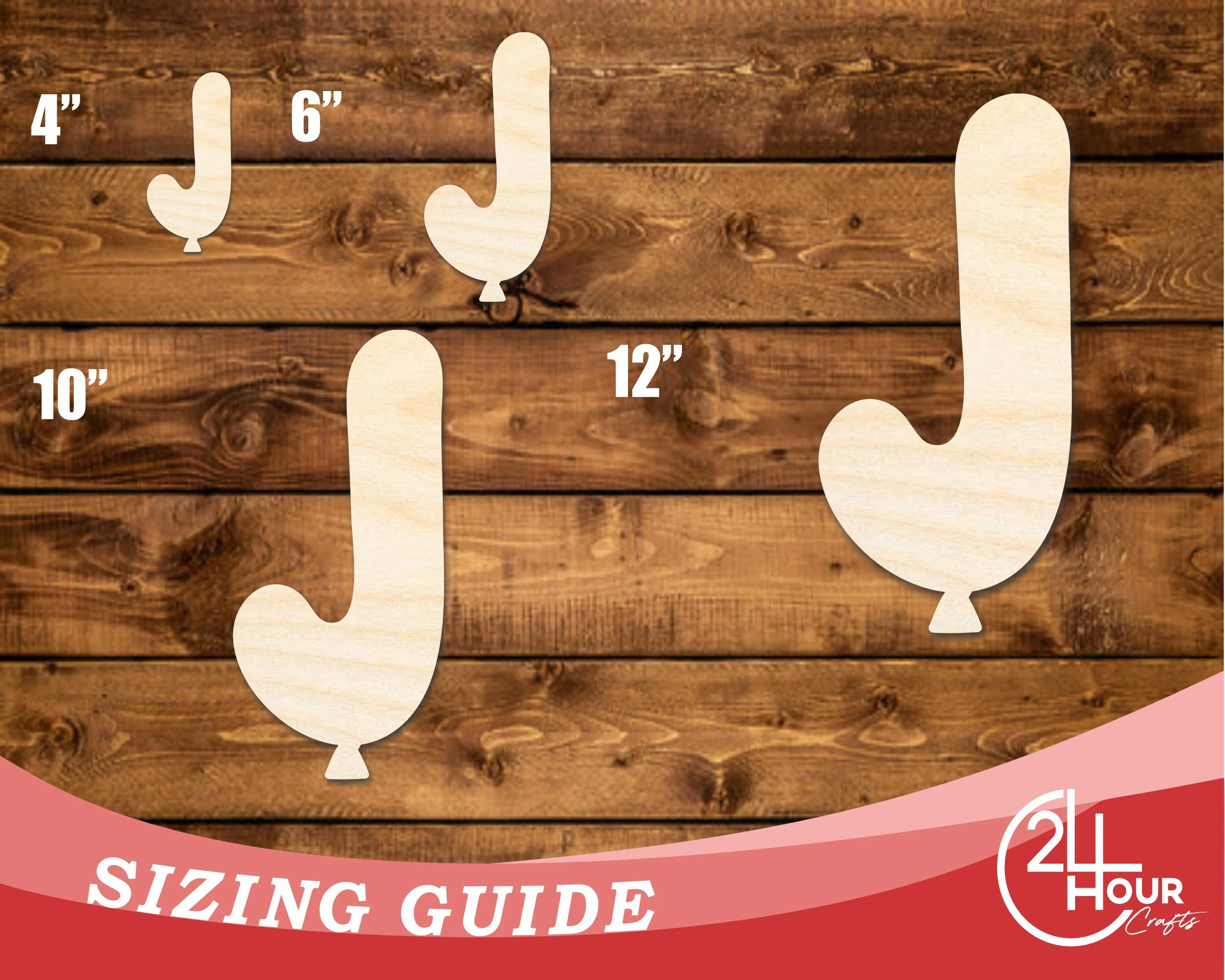 Unfinished Wood Balloon Letter J Shape | DIY Craft Cutout | up to 46" DIY - Image 3