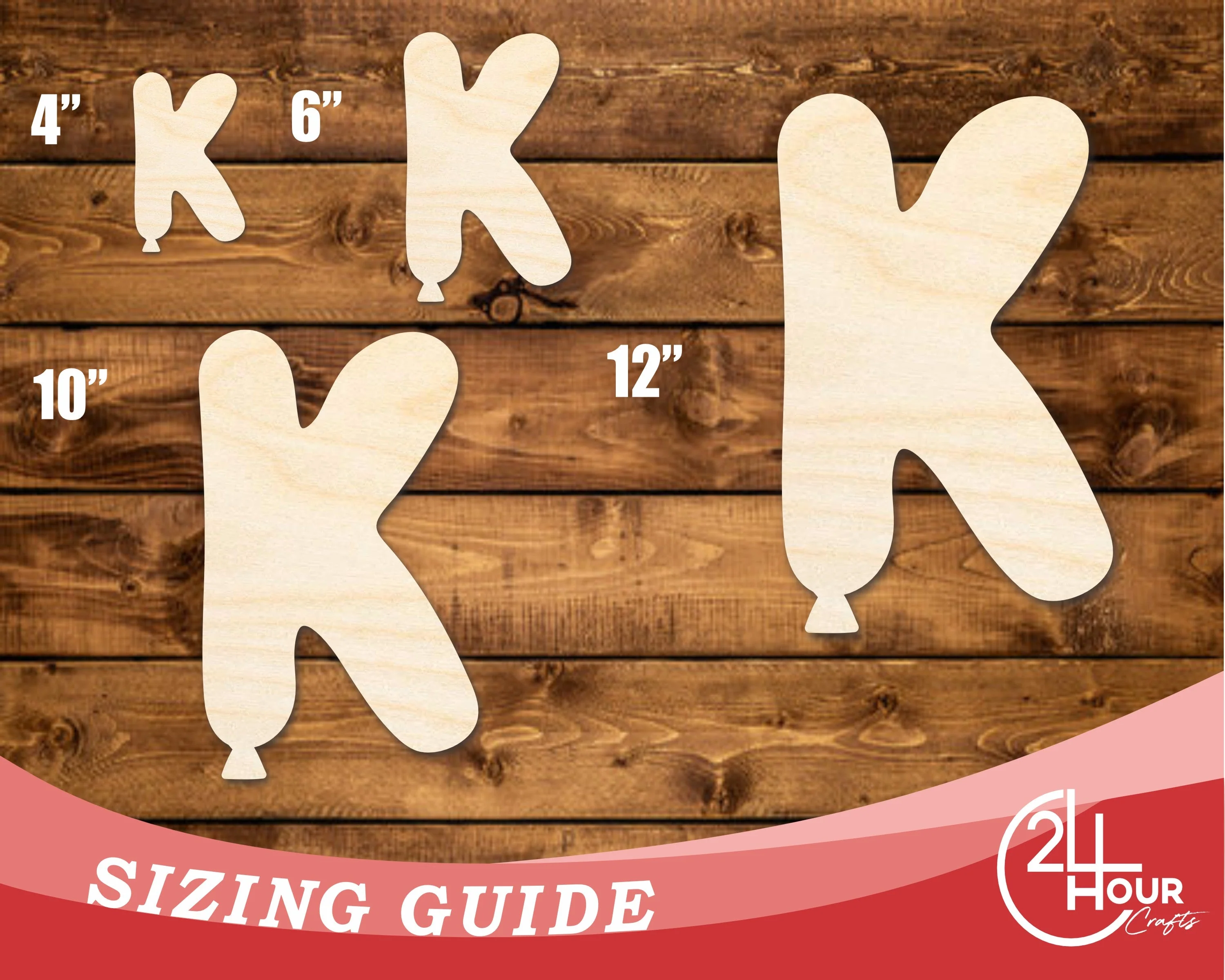Unfinished Wood Balloon Letter K Shape | DIY Craft Cutout | up to 46" DIY - Image 3
