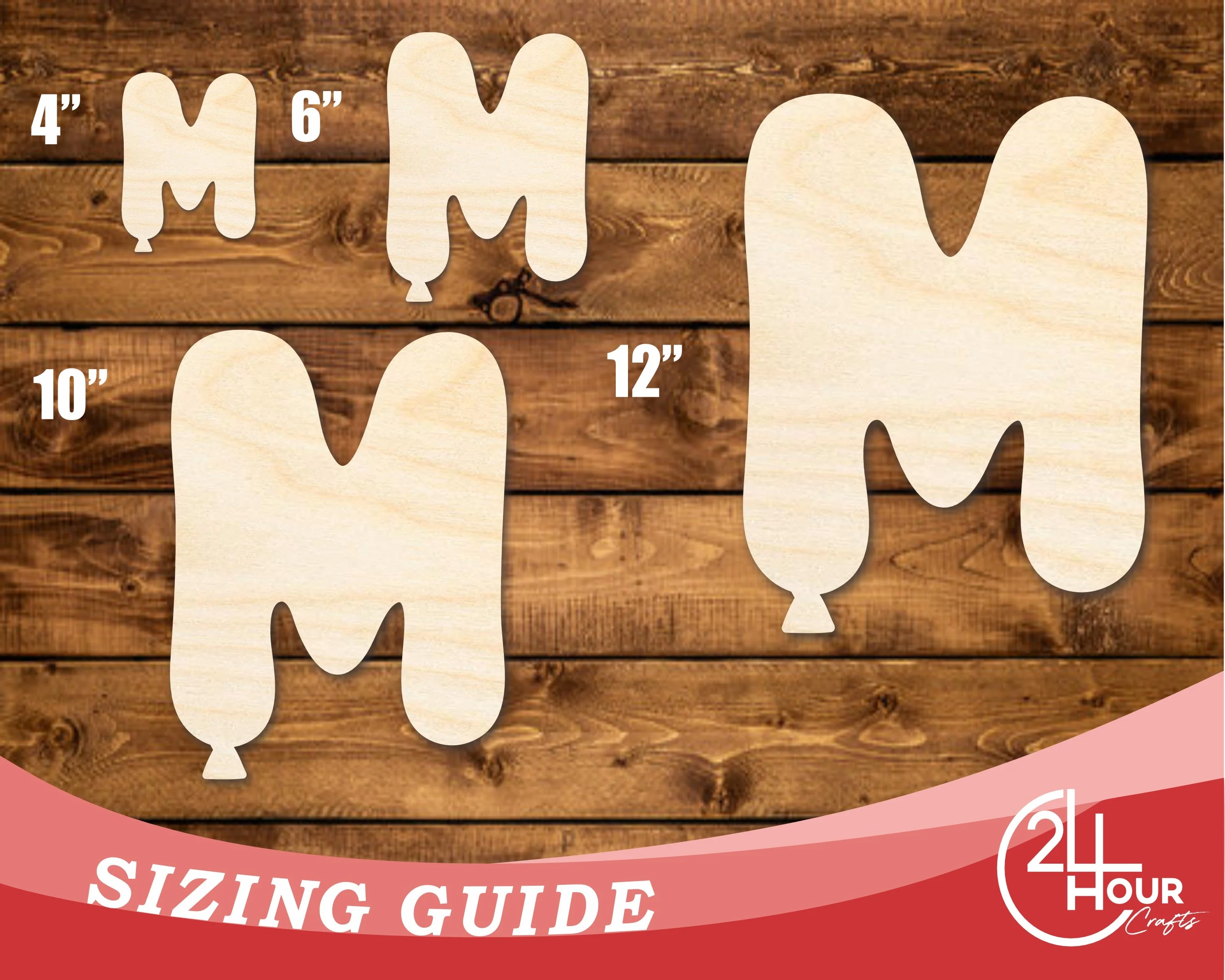 Unfinished Wood Balloon Letter M Shape | DIY Craft Cutout | up to 46" DIY - Image 3