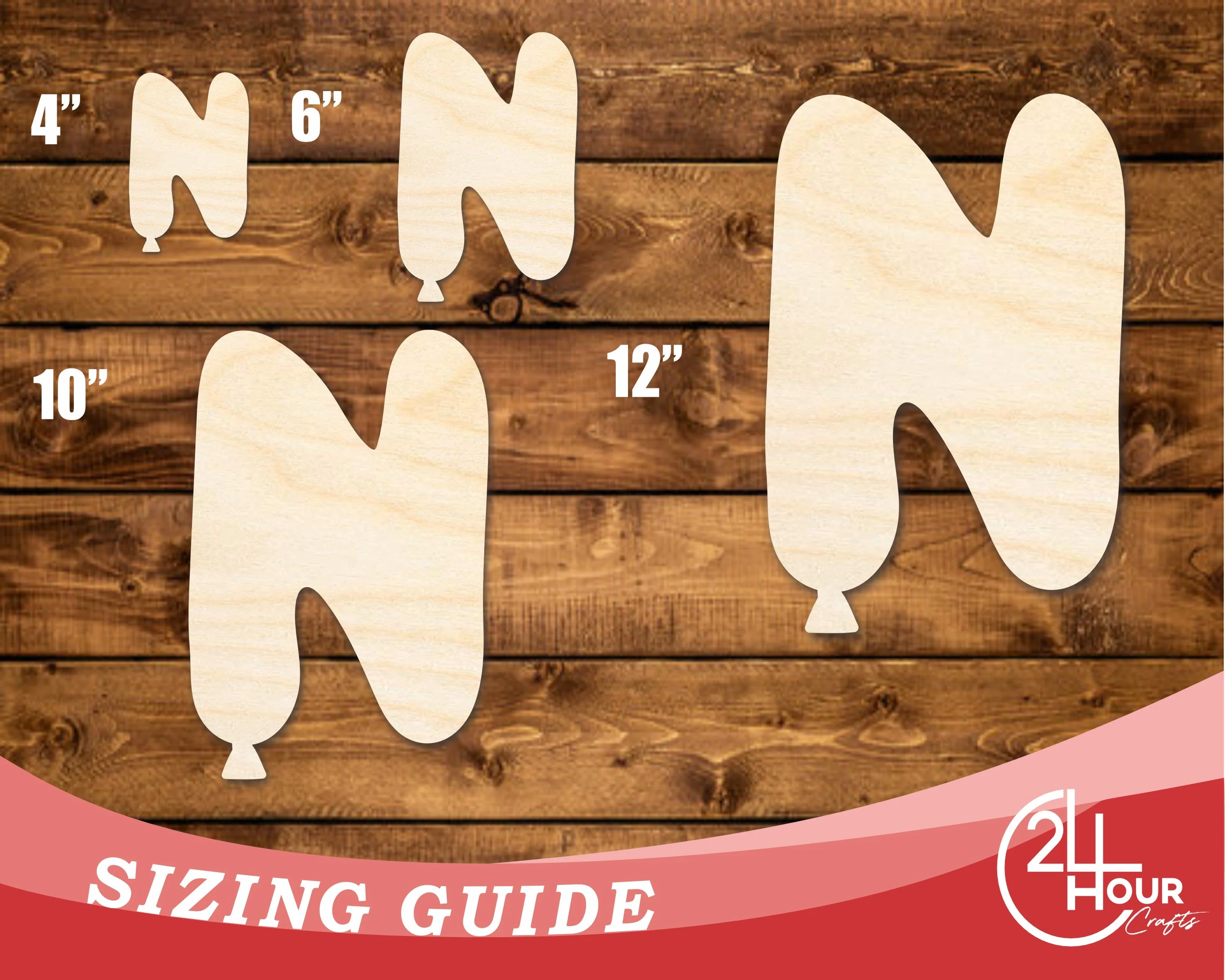Unfinished Wood Balloon Letter N Shape | DIY Craft Cutout | up to 46" DIY - Image 3
