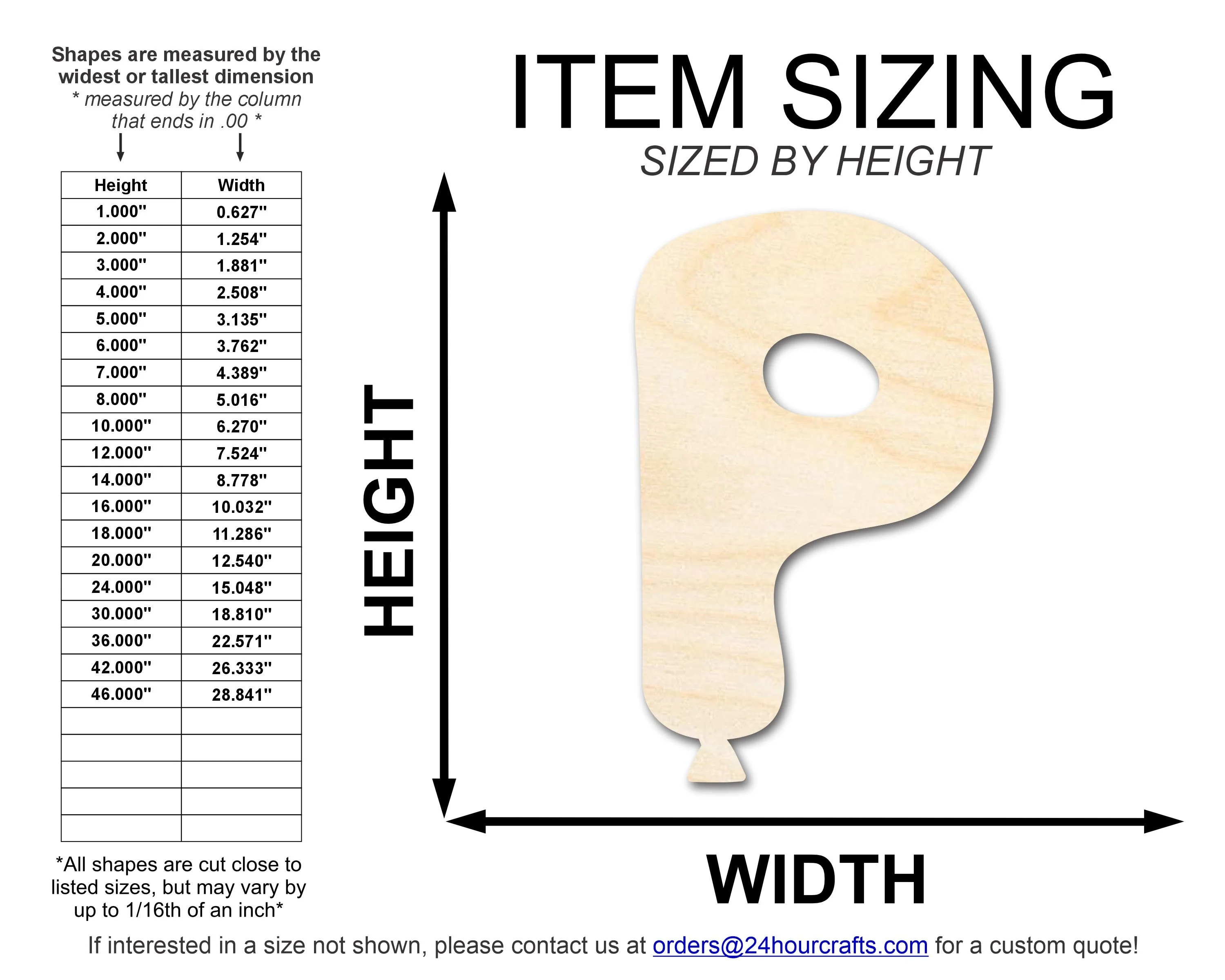Unfinished Wood Balloon Letter P Shape | DIY Craft Cutout | up to 46" DIY - Image 2