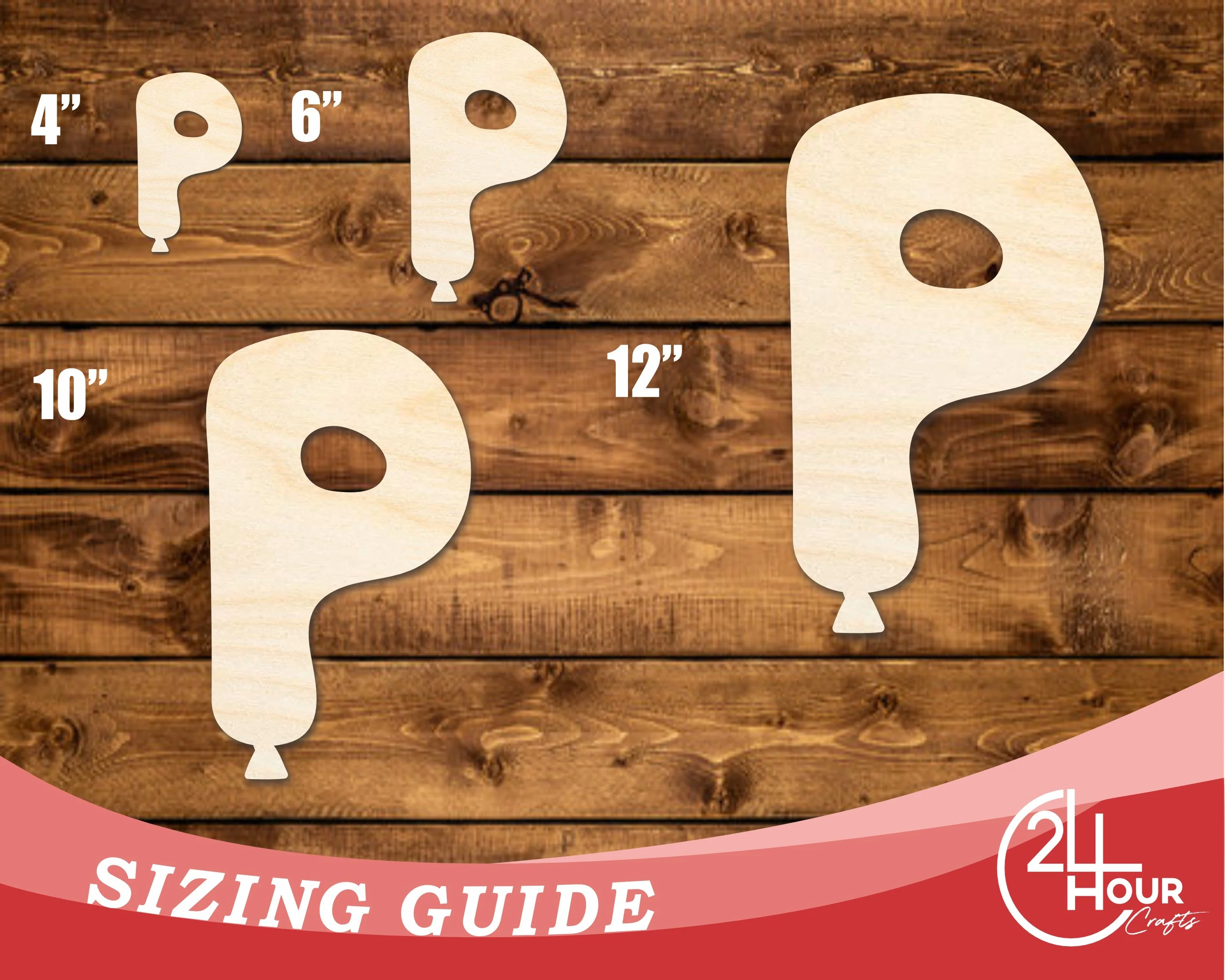 Unfinished Wood Balloon Letter P Shape | DIY Craft Cutout | up to 46" DIY - Image 3