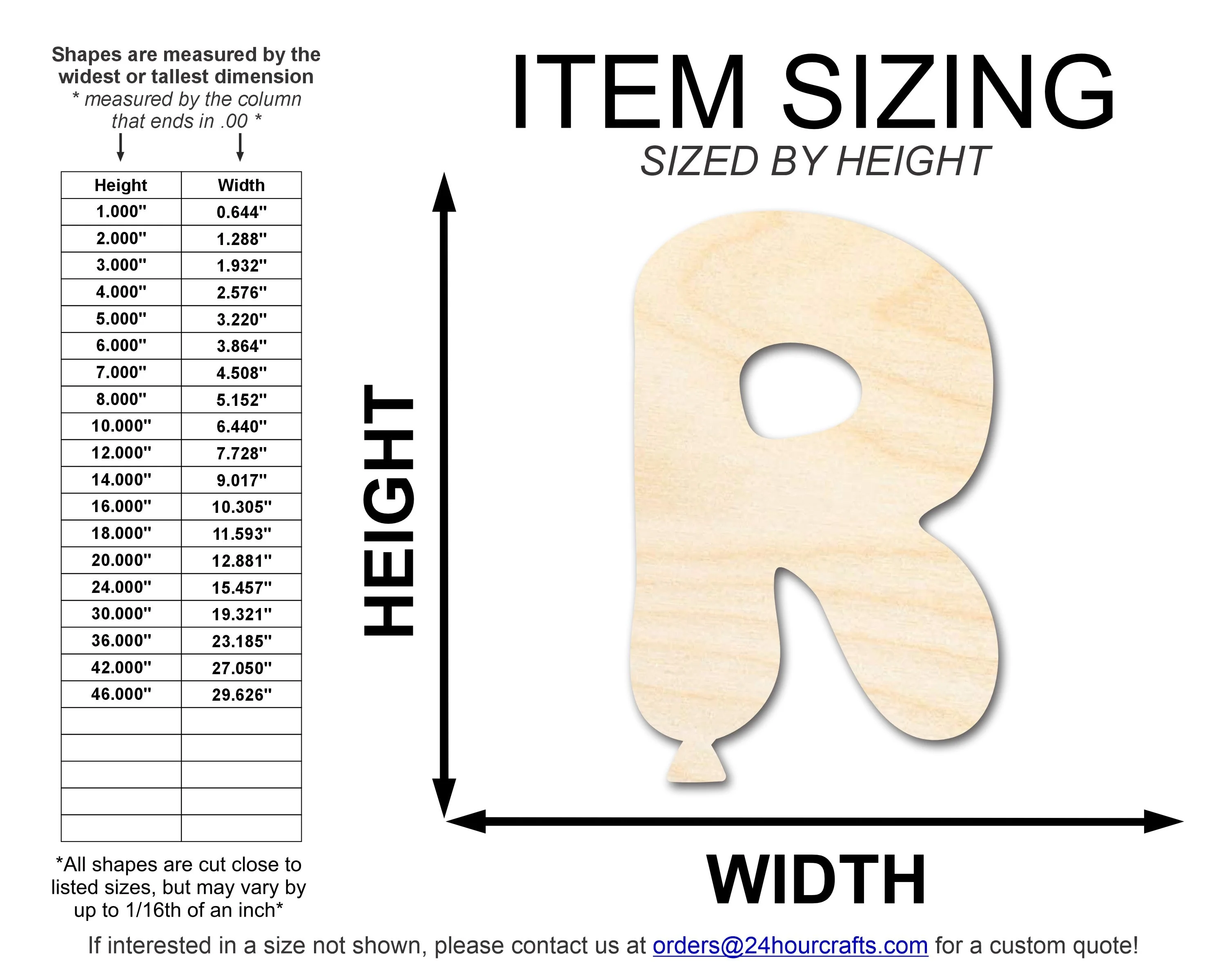 Unfinished Wood Balloon Letter R Shape | DIY Craft Cutout | up to 46" DIY - Image 2