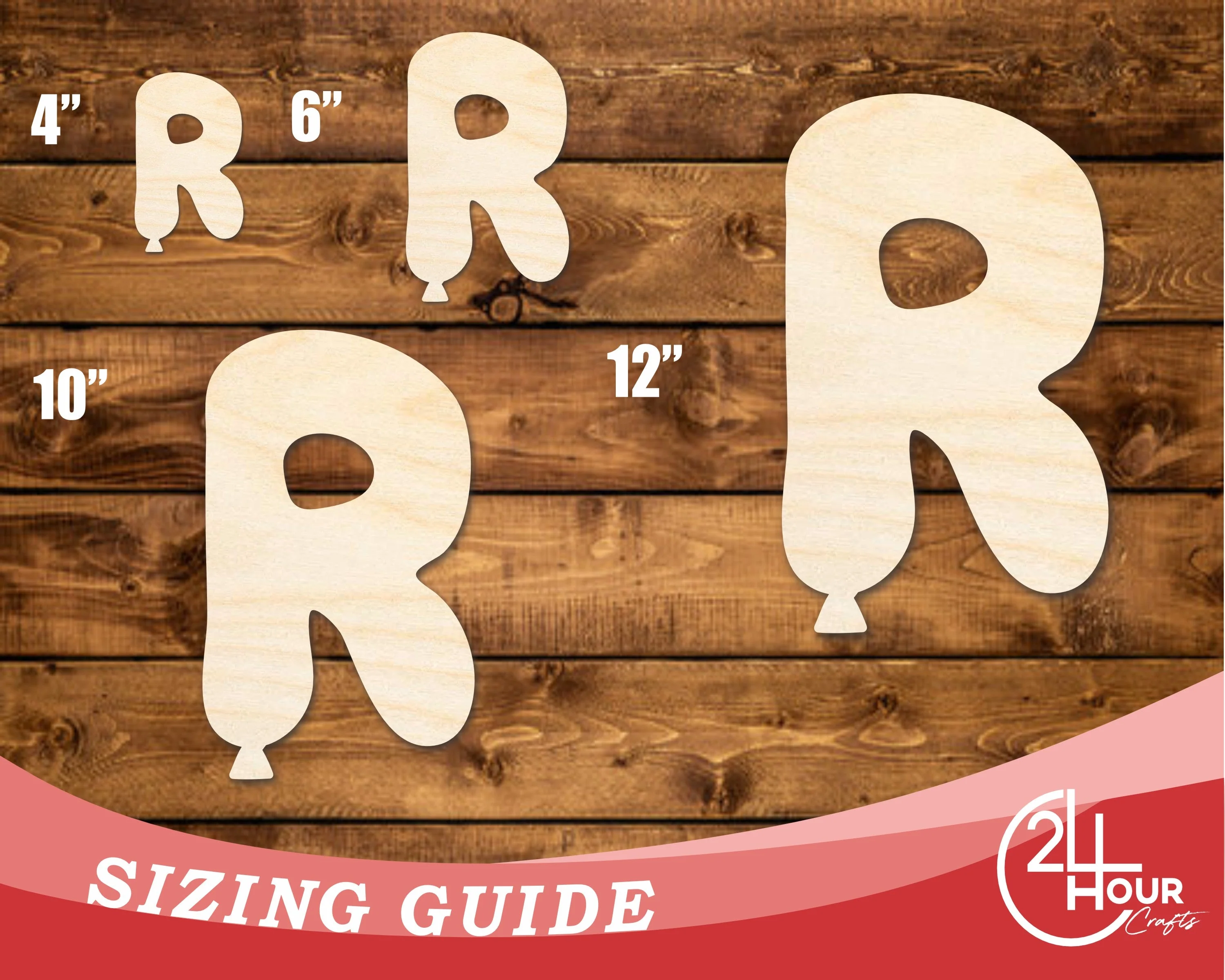 Unfinished Wood Balloon Letter R Shape | DIY Craft Cutout | up to 46" DIY - Image 3