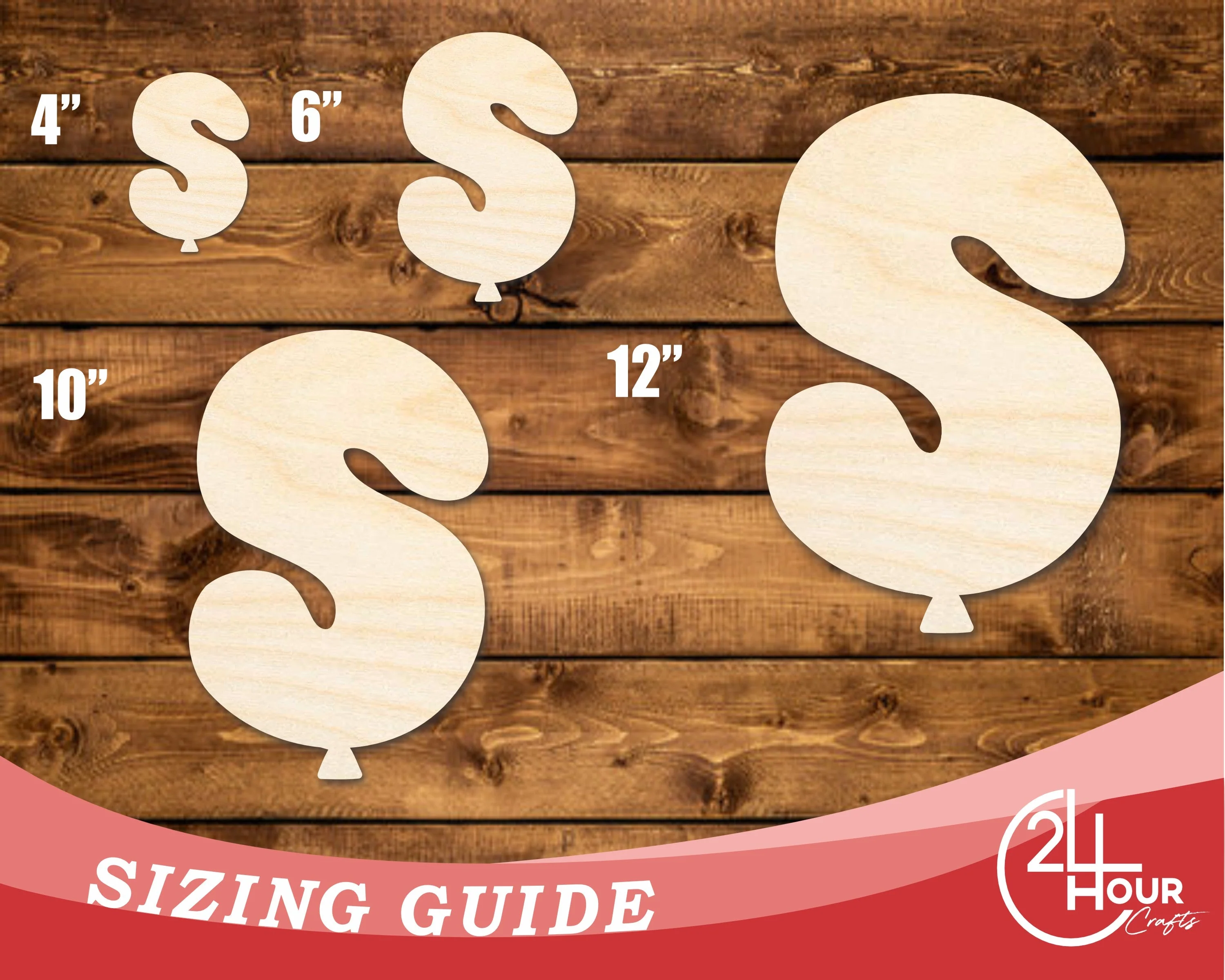 Unfinished Wood Balloon Letter S Shape | DIY Craft Cutout | up to 46" DIY - Image 3