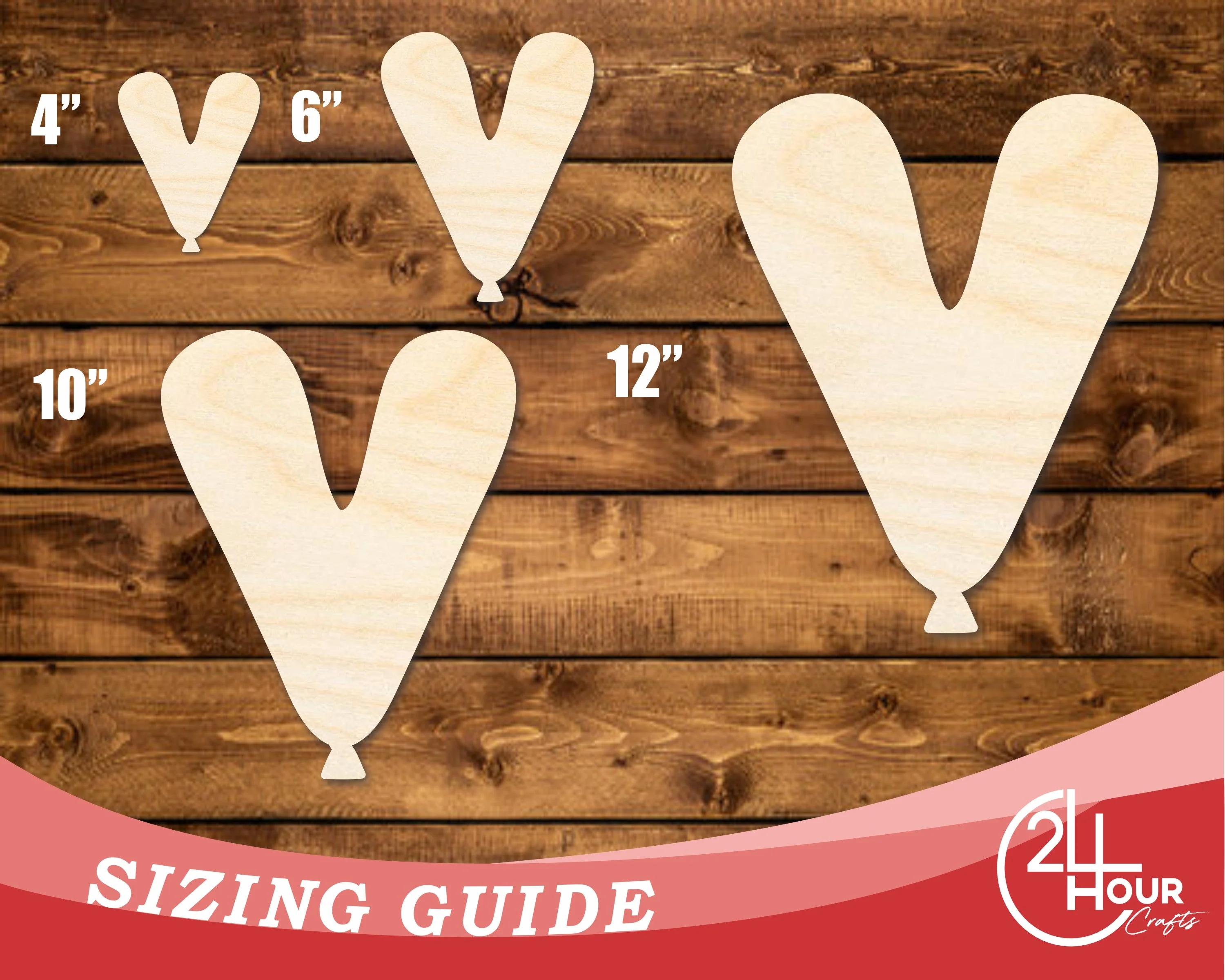 Unfinished Wood Balloon Letter V Shape | DIY Craft Cutout | up to 46" DIY - Image 3
