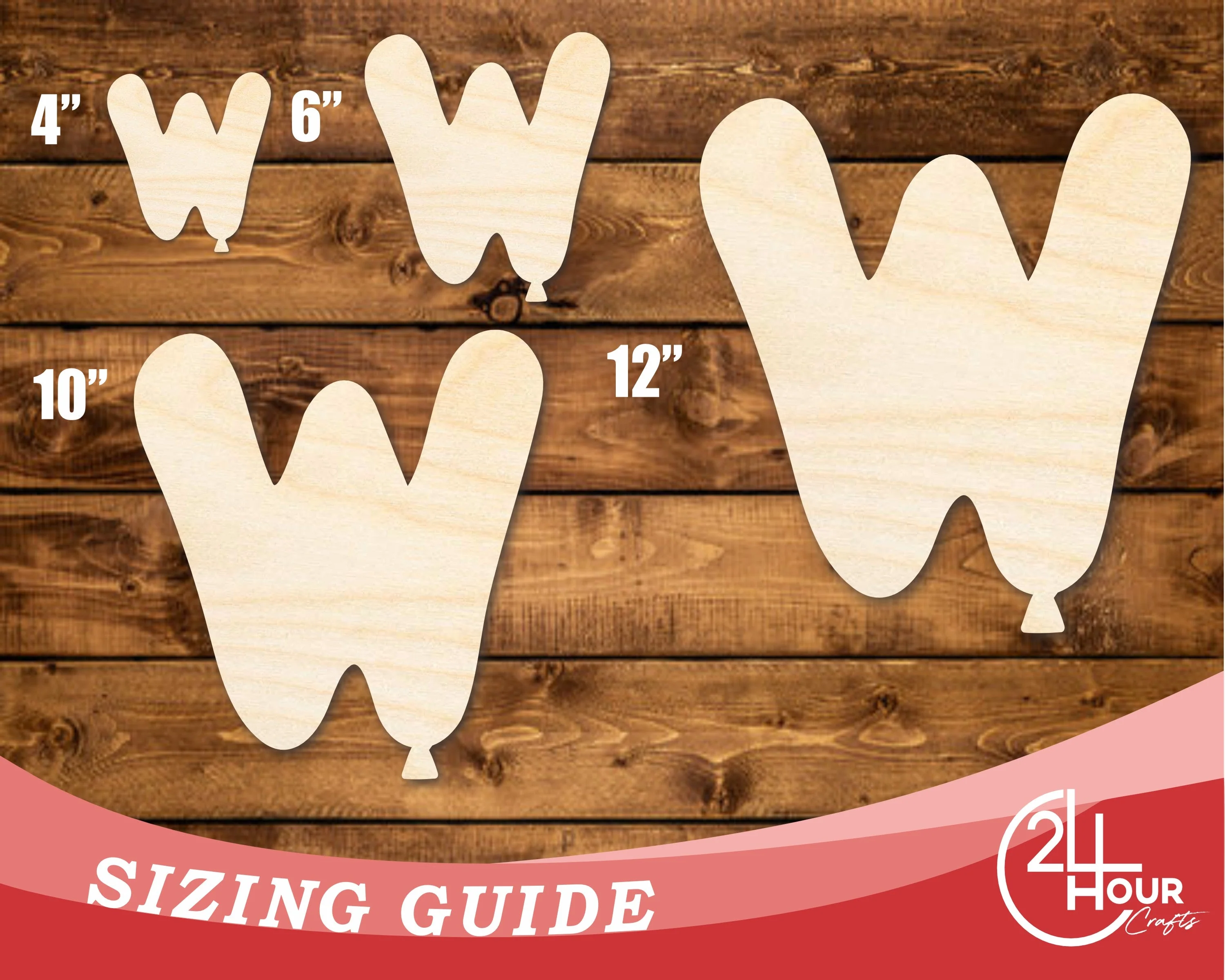 Unfinished Wood Balloon Letter W Shape | DIY Craft Cutout | up to 46" DIY - Image 3