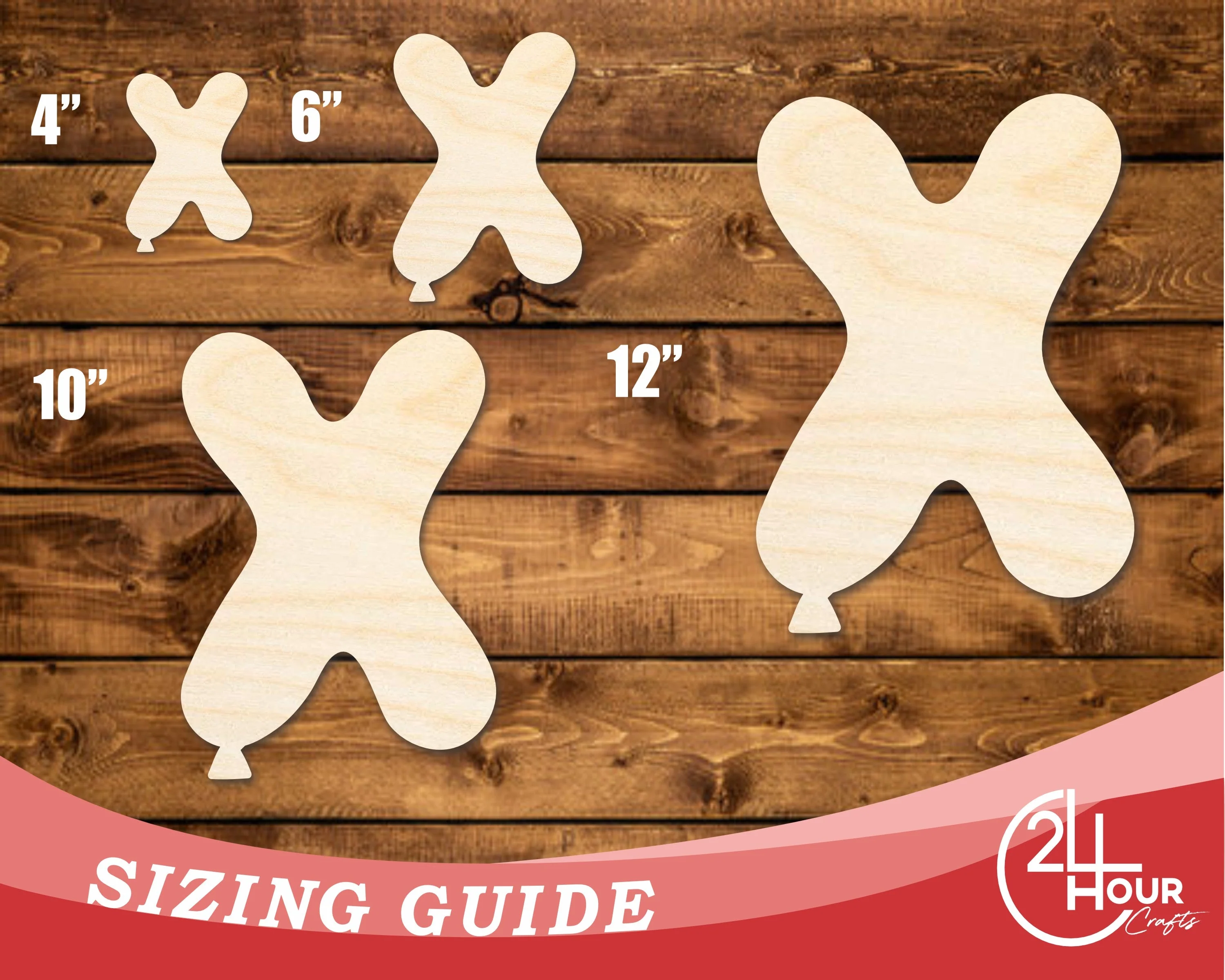 Unfinished Wood Balloon Letter X Shape | DIY Craft Cutout | up to 46" DIY - Image 3