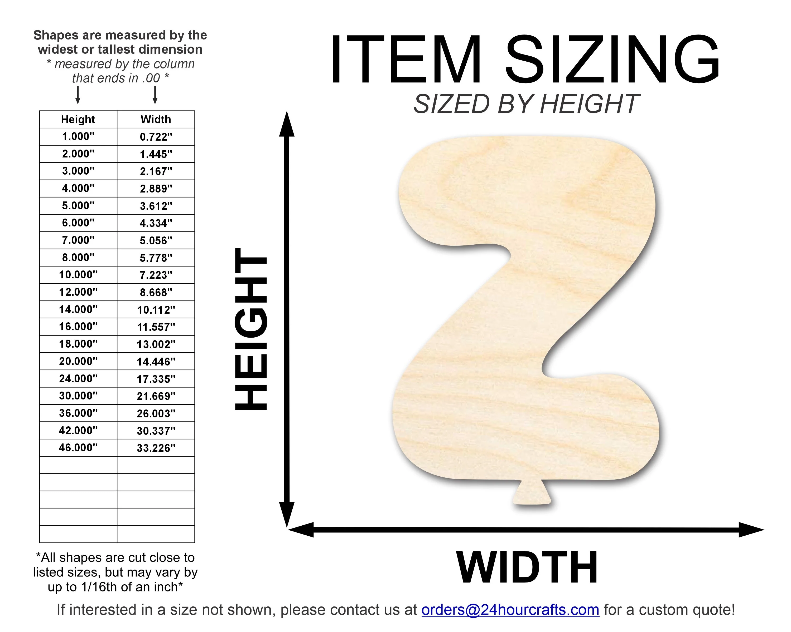 Unfinished Wood Balloon Letter Z Shape | DIY Craft Cutout | up to 46" DIY - Image 2
