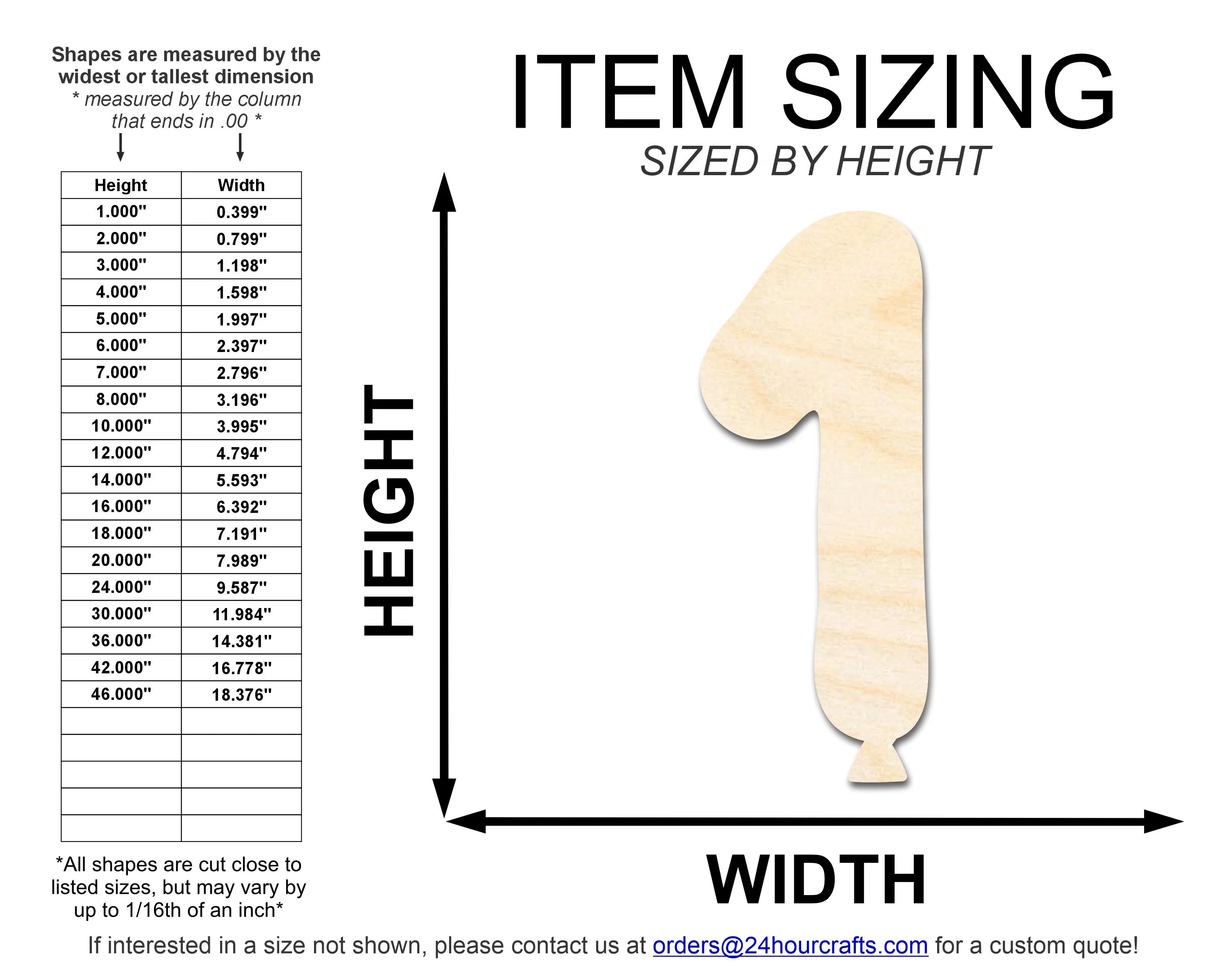 Unfinished Wood Balloon Number 1 Shape | DIY Craft Cutout | up to 46" DIY - Image 2
