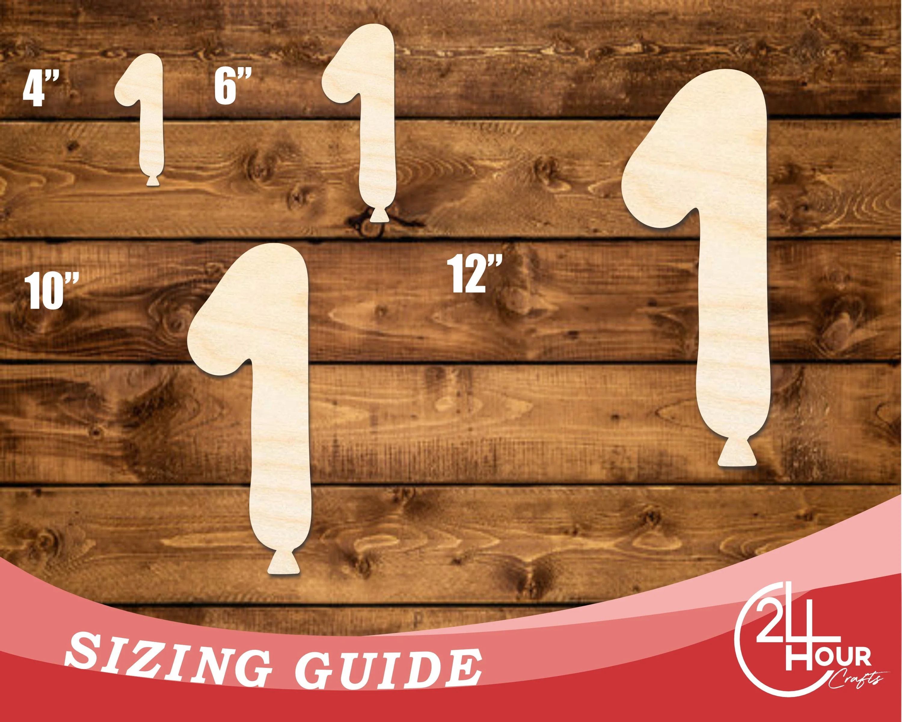 Unfinished Wood Balloon Number 1 Shape | DIY Craft Cutout | up to 46" DIY - Image 3