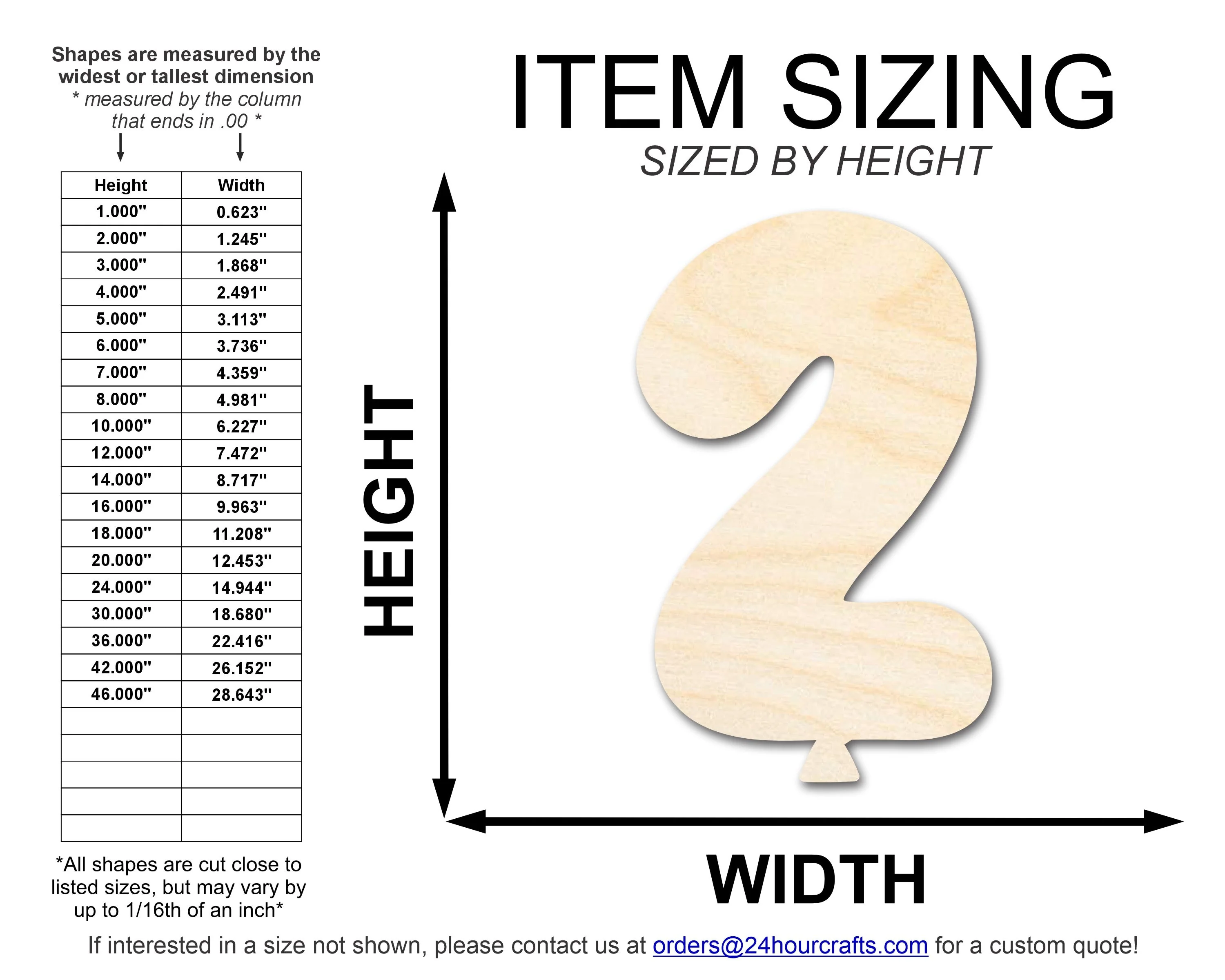 Unfinished Wood Balloon Number 2 Shape | DIY Craft Cutout | up to 46" DIY - Image 2