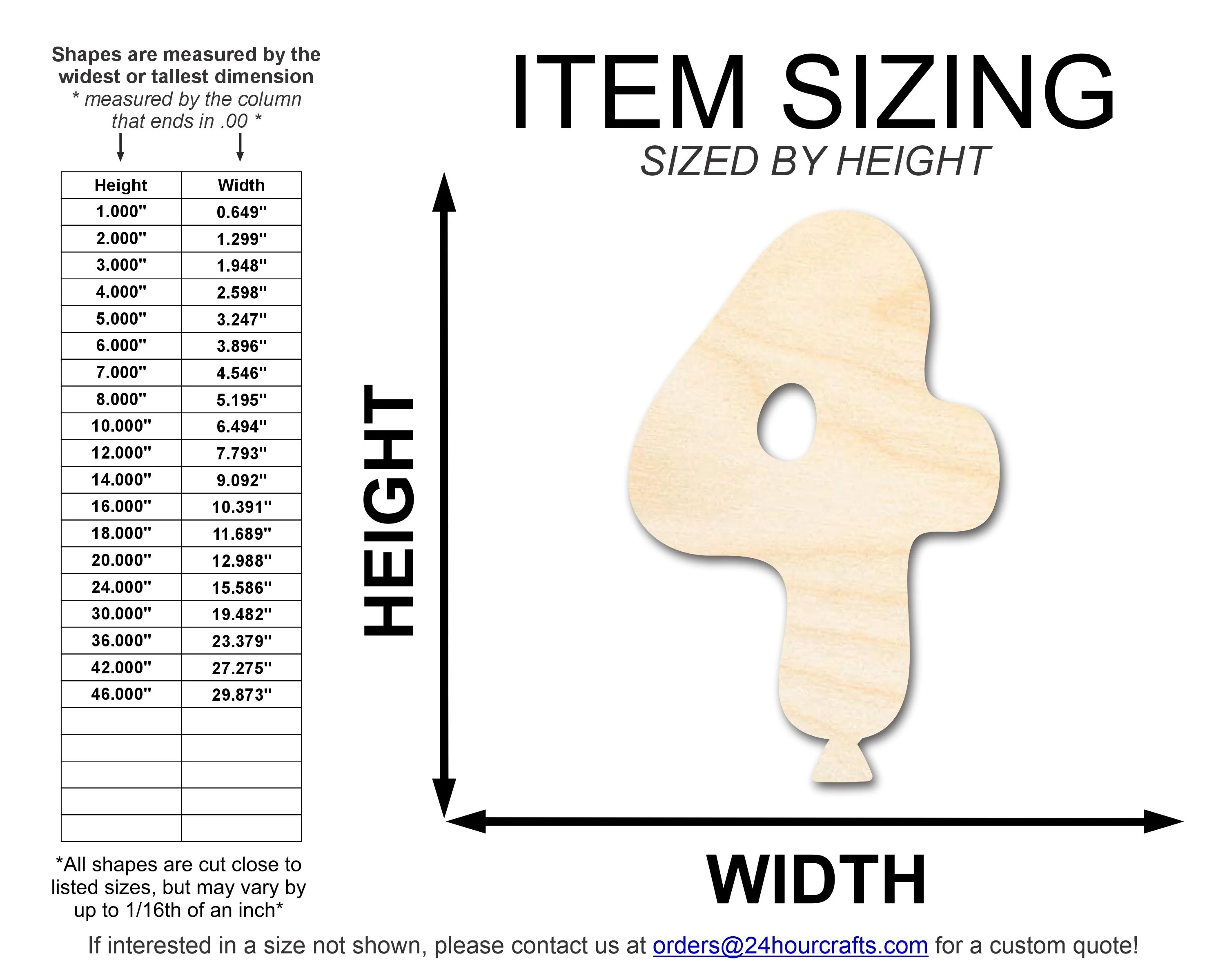 Unfinished Wood Balloon Number 4 Shape | DIY Craft Cutout | up to 46" DIY - Image 2