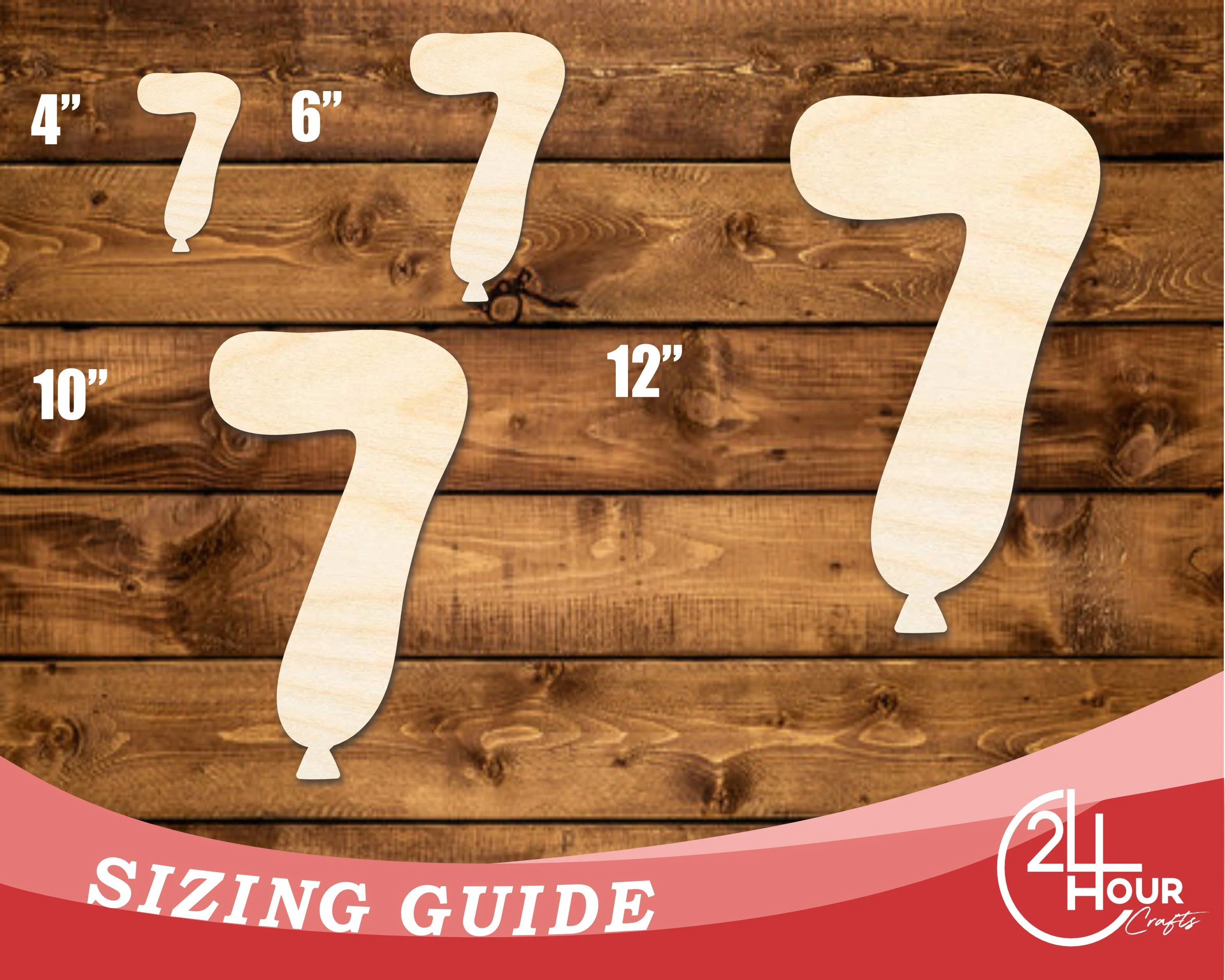 Unfinished Wood Balloon Number 7 Shape | DIY Craft Cutout | up to 46" DIY - Image 3