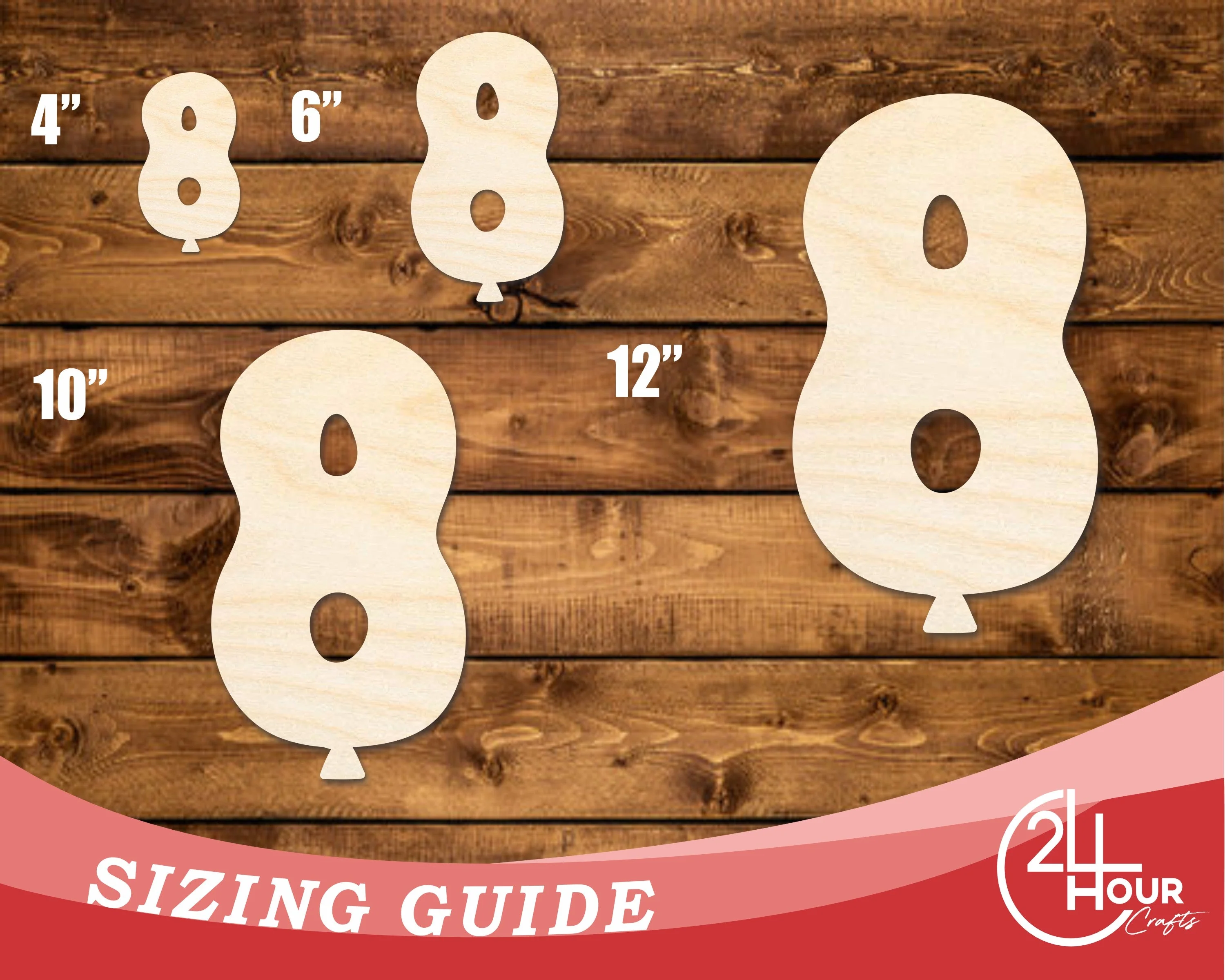 Unfinished Wood Balloon Number 8 Shape | DIY Craft Cutout | up to 46" DIY - Image 3