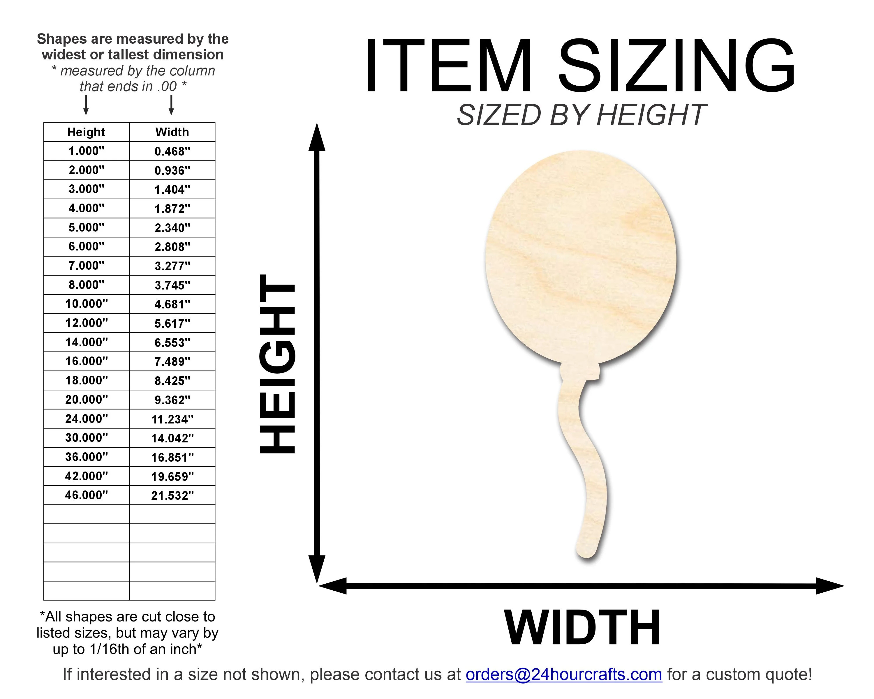 Unfinished Wood Balloon Shape | DIY Craft Cutout | up to 46" DIY - Image 2