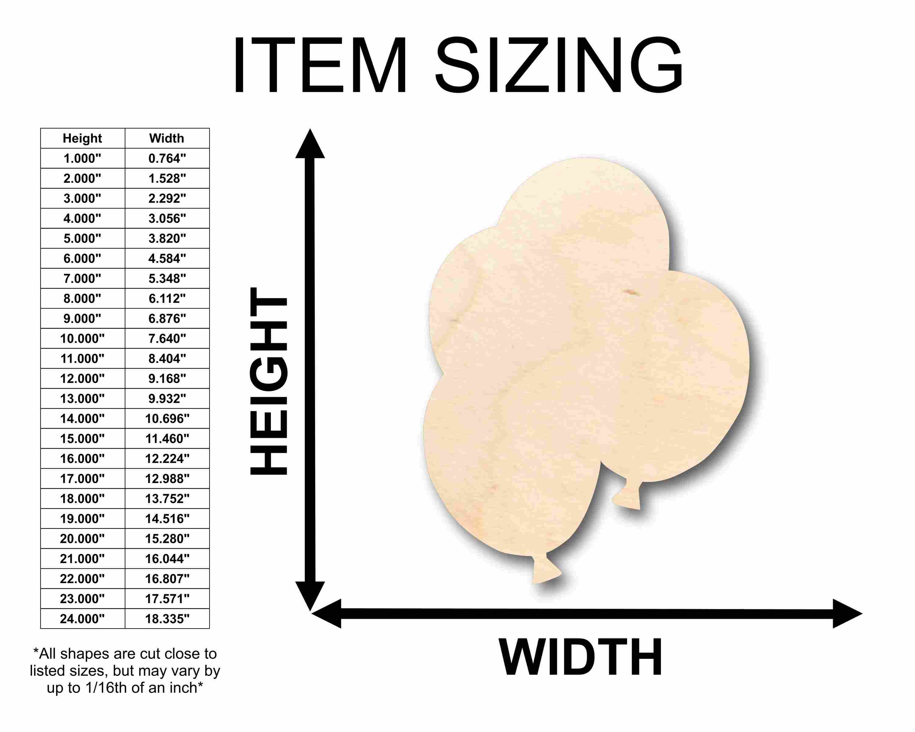Unfinished Wood Balloon Silhouette - Craft- up to 46" DIY - Image 2