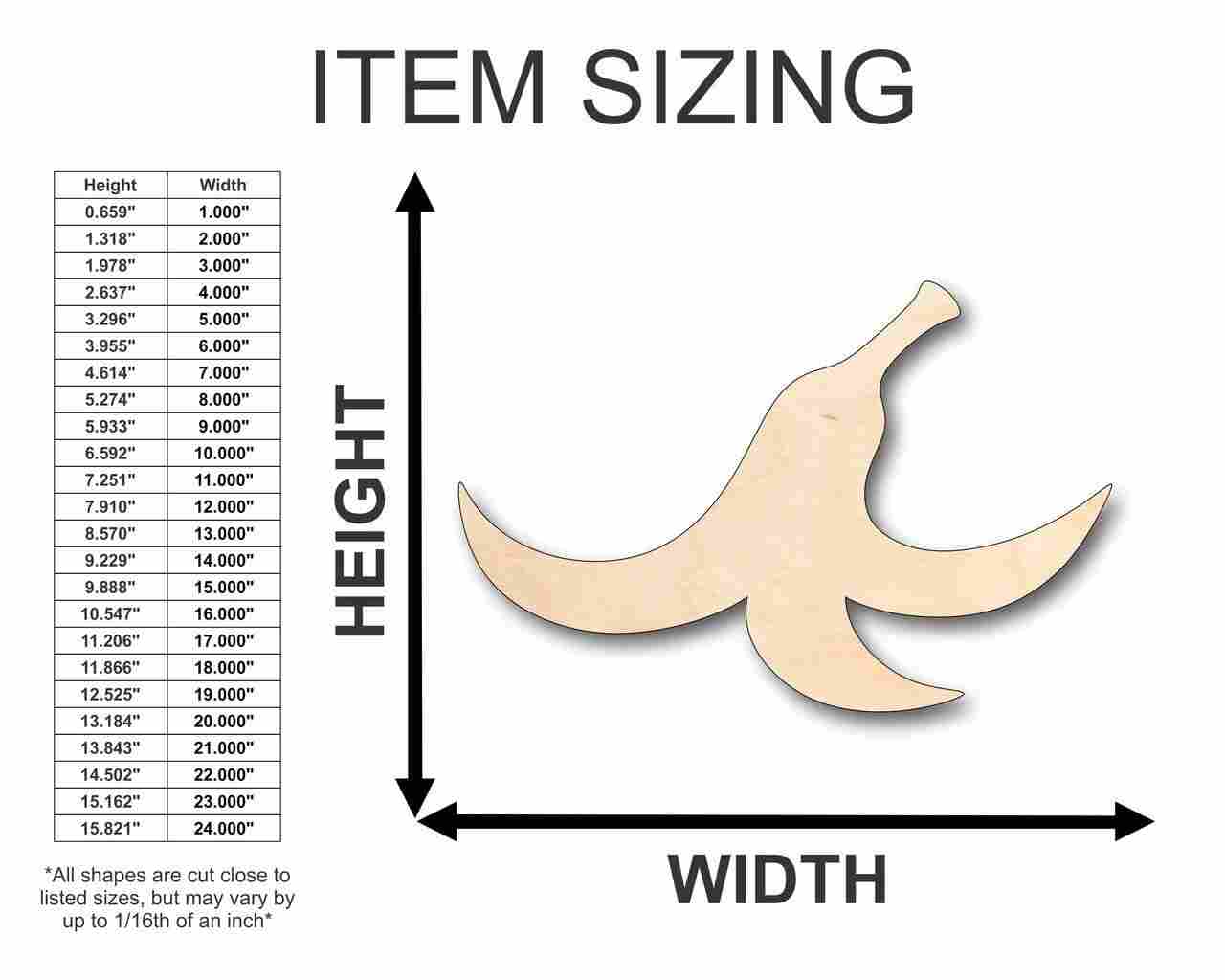 Unfinished Wood Banana Peel Shape - Fruit - Craft- up to 46" DIY - Image 2