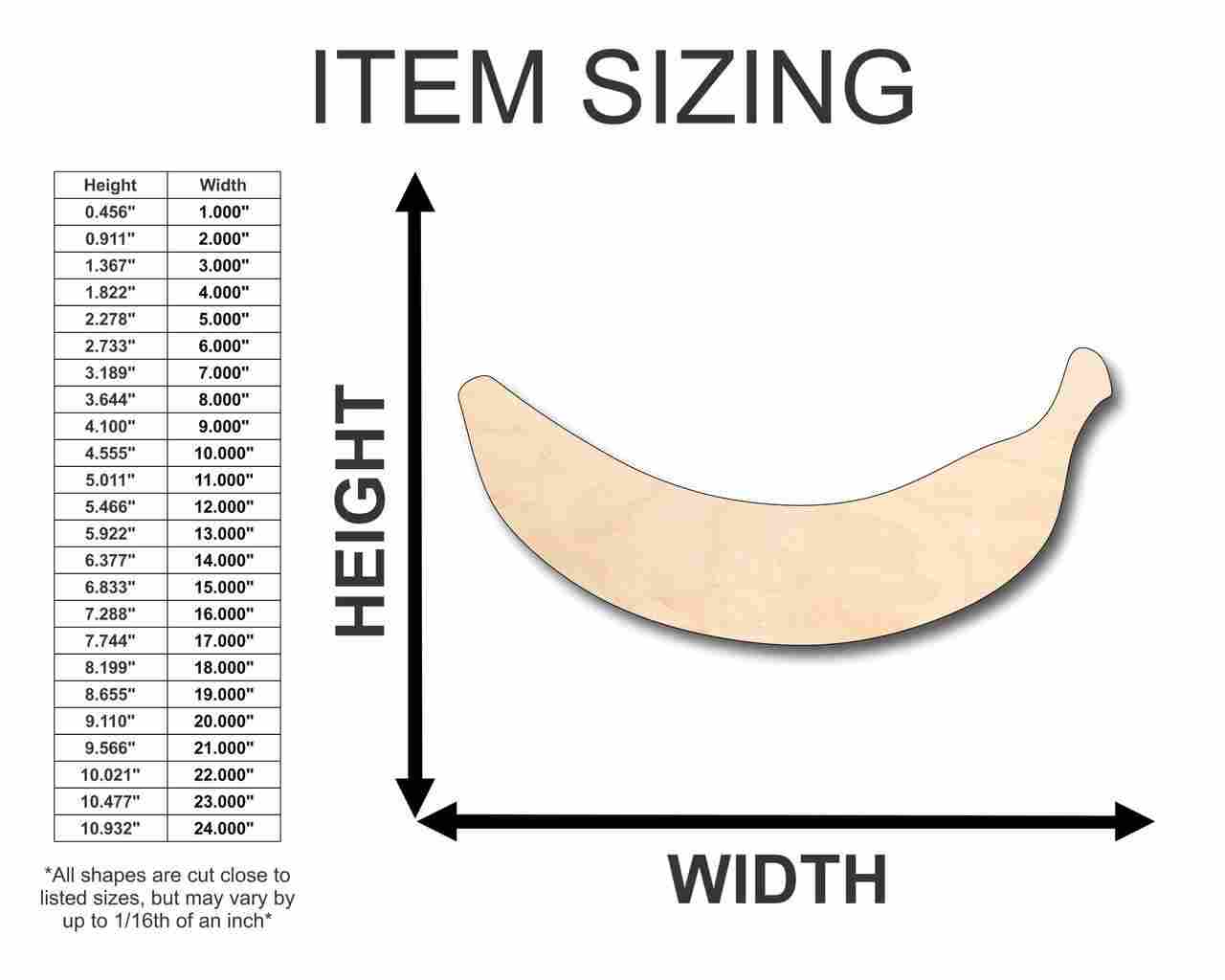 Unfinished Wood Banana Shape - Fruit - Craft- up to 46" DIY - Image 2