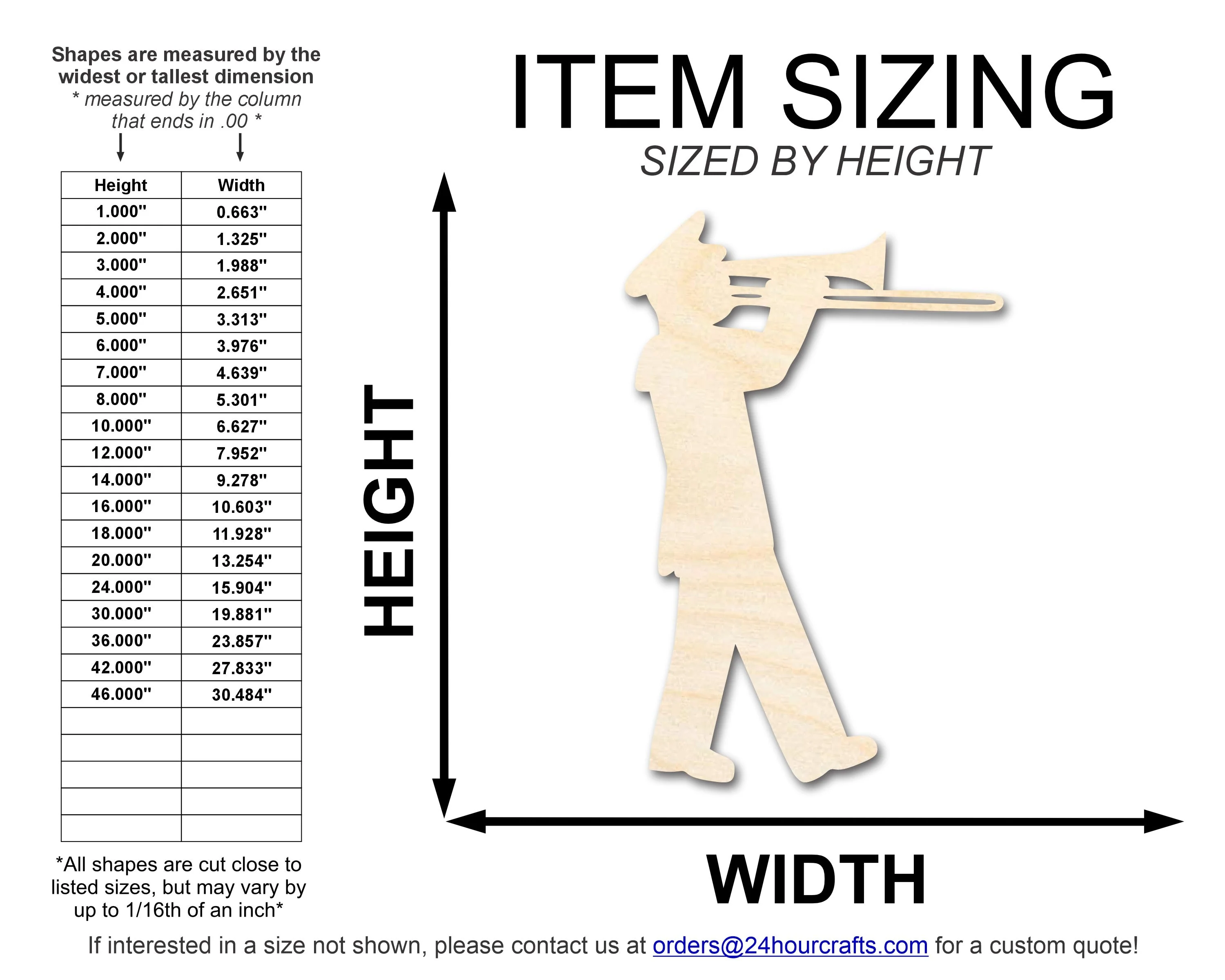 Unfinished Wood Band Trombone Player Shape | DIY Craft Cutout | up to 46" DIY - Image 2
