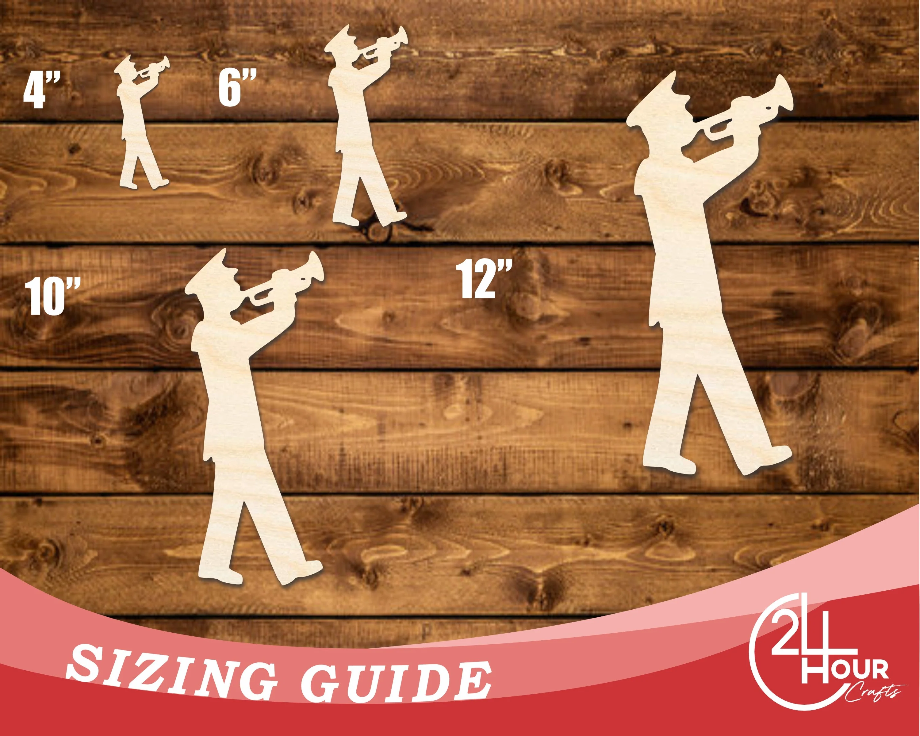 Unfinished Wood Band Trumpet Player Shape | DIY Craft Cutout | up to 46" DIY - Image 3