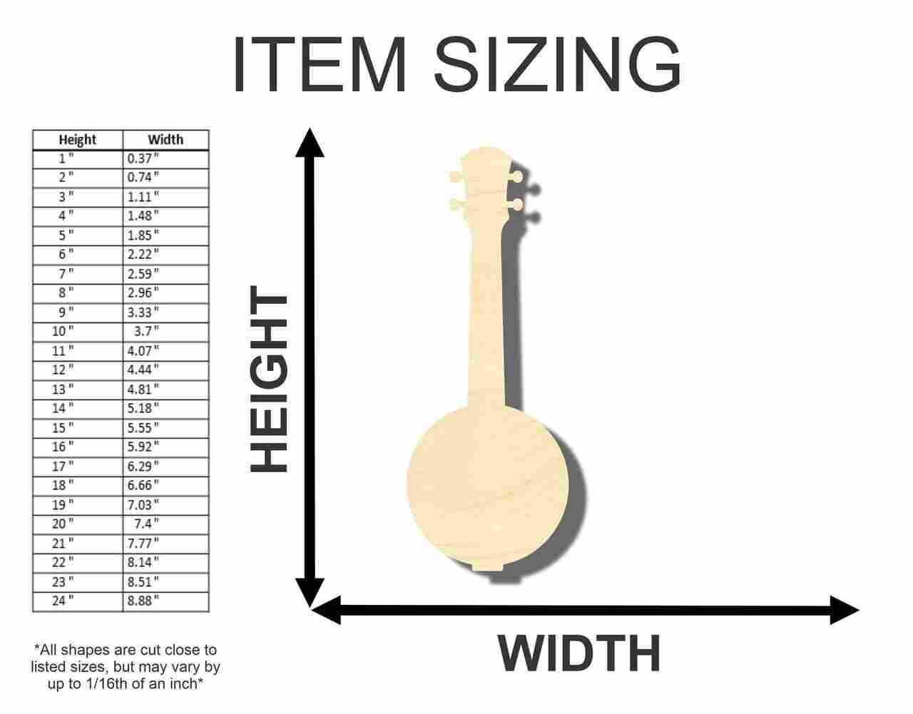 Unfinished Wood Banjo Shape - Craft - Music - up to 46" DIY - Image 2