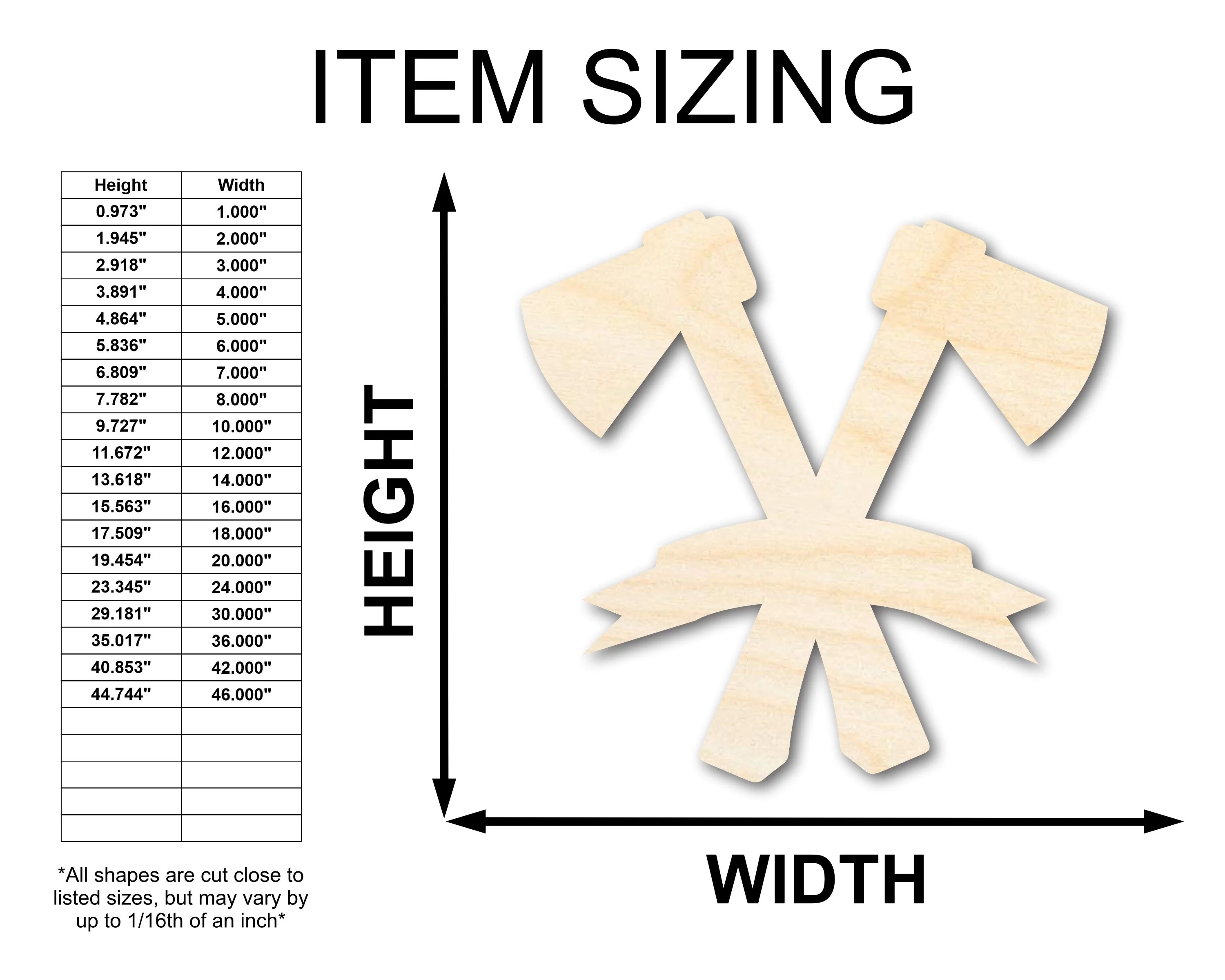Unfinished Wood Bannered Axes Shape | Craft Cutout | up to 46" DIY - Image 2