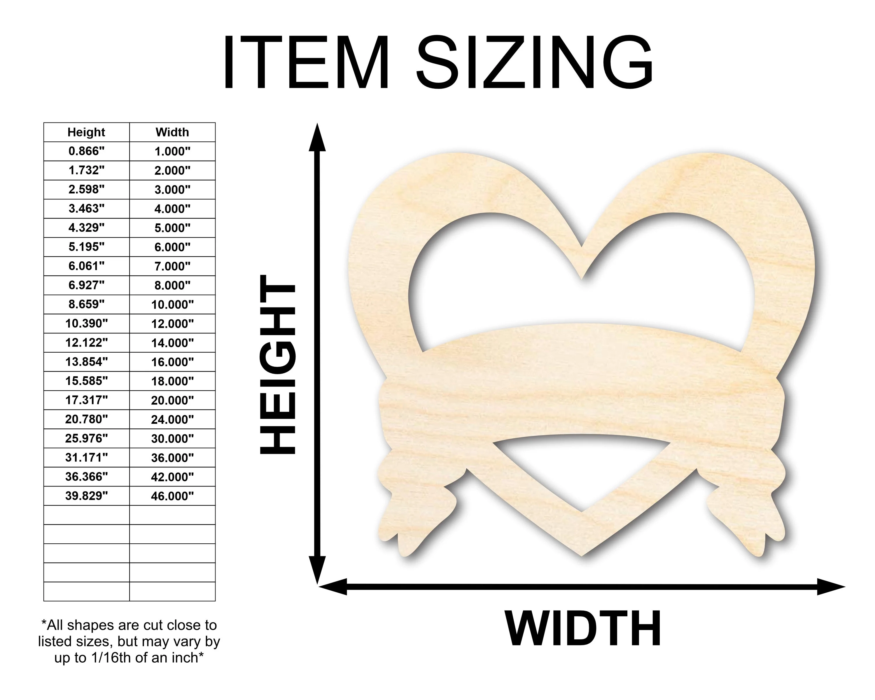 Unfinished Wood Bannered Heart Shape - Craft - up to 46" - Image 2