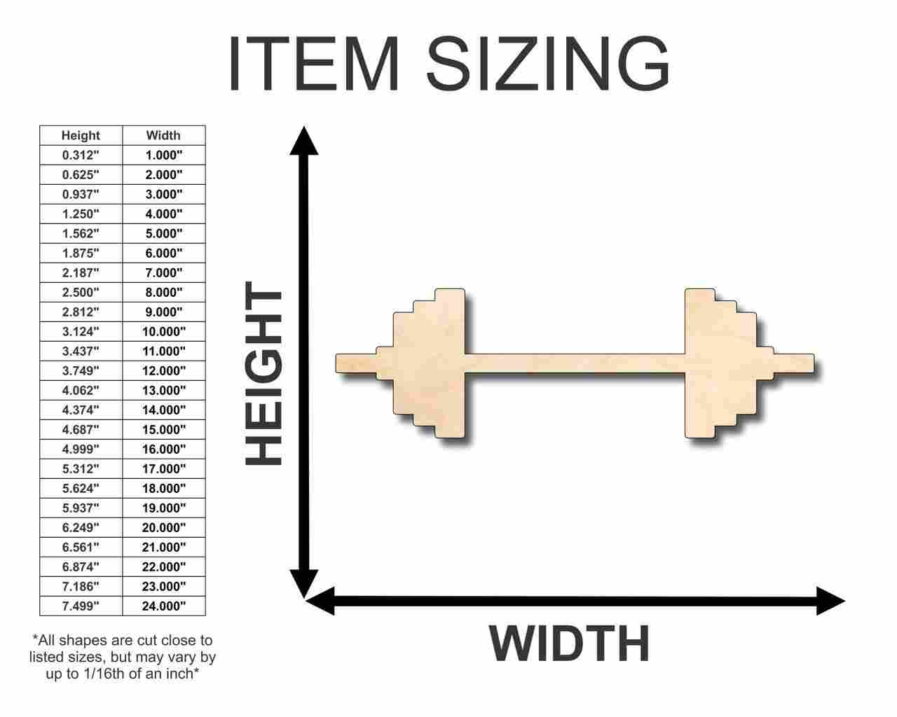 Unfinished Wood Barbell Weights Shape - Craft - Music - up to 46" DIY - Image 2