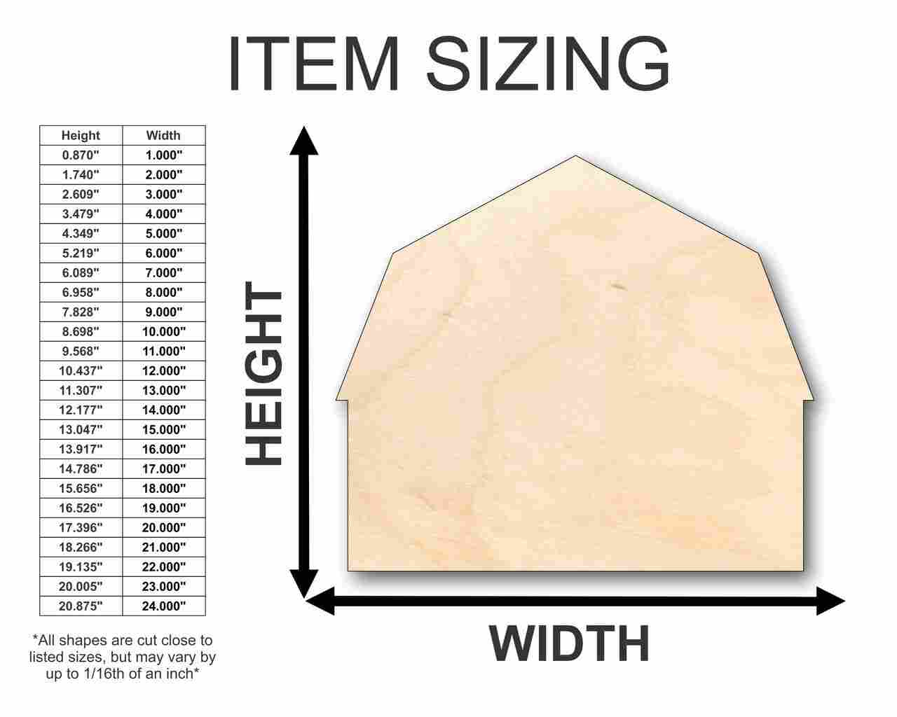 Unfinished Wood Barn Farm Shape - Craft - up to 46" DIY - Image 2