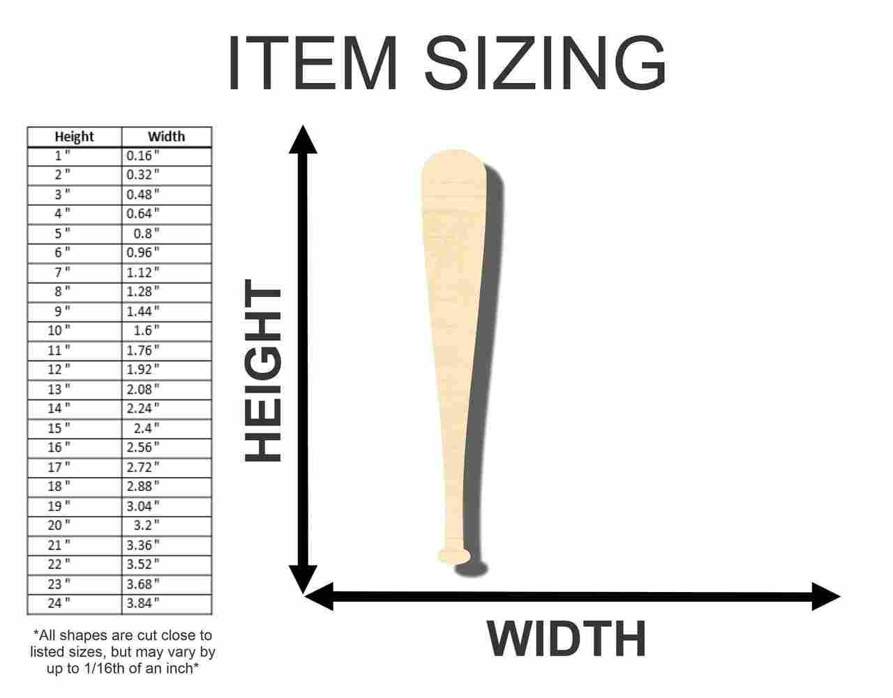 Unfinished Wood Baseball Bat Shape - Sports - Kids Room Decor - up to 46" DIY - Image 2