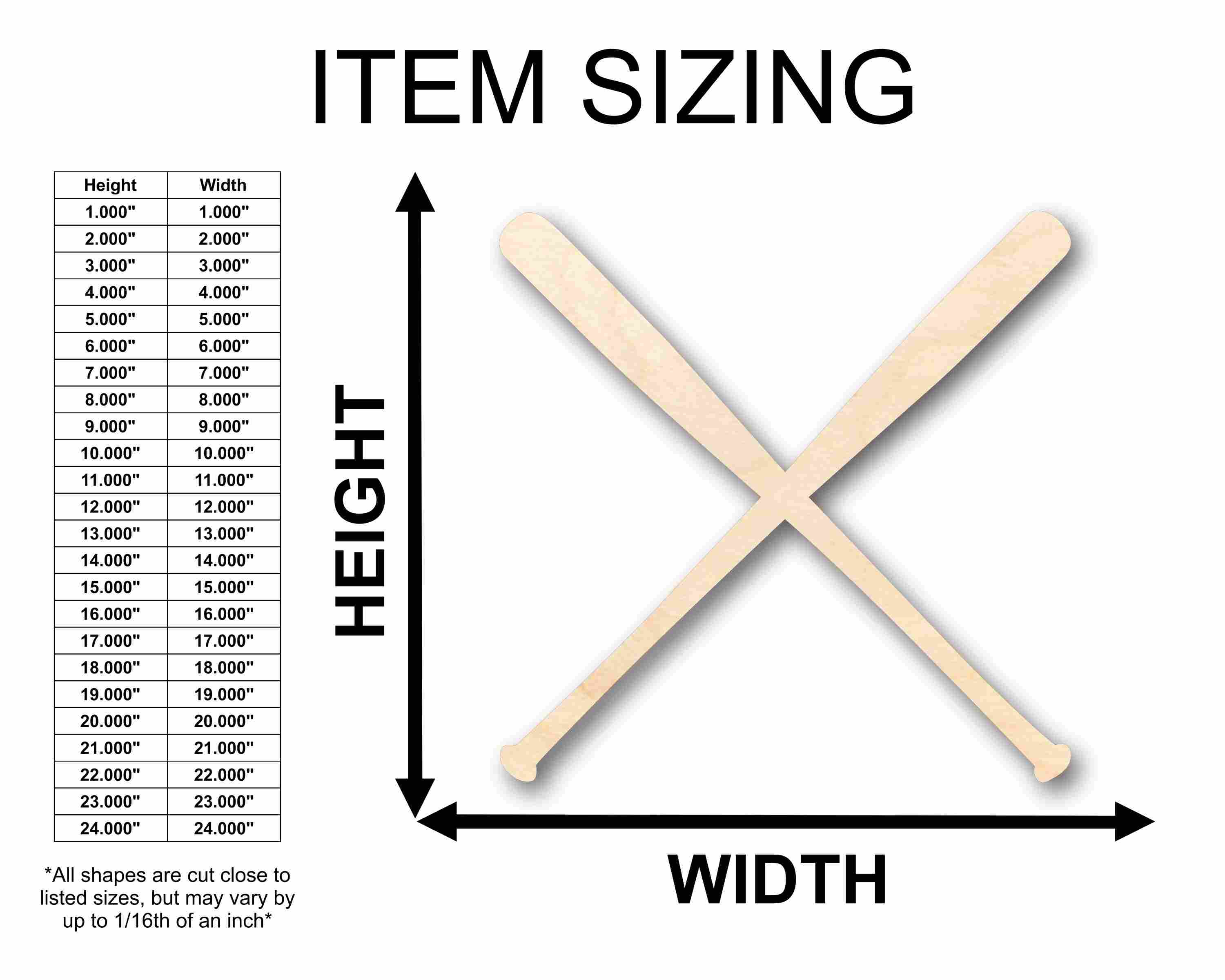 Unfinished Wood Baseball Bats Silhouette - Craft- up to 46" DIY - Image 2