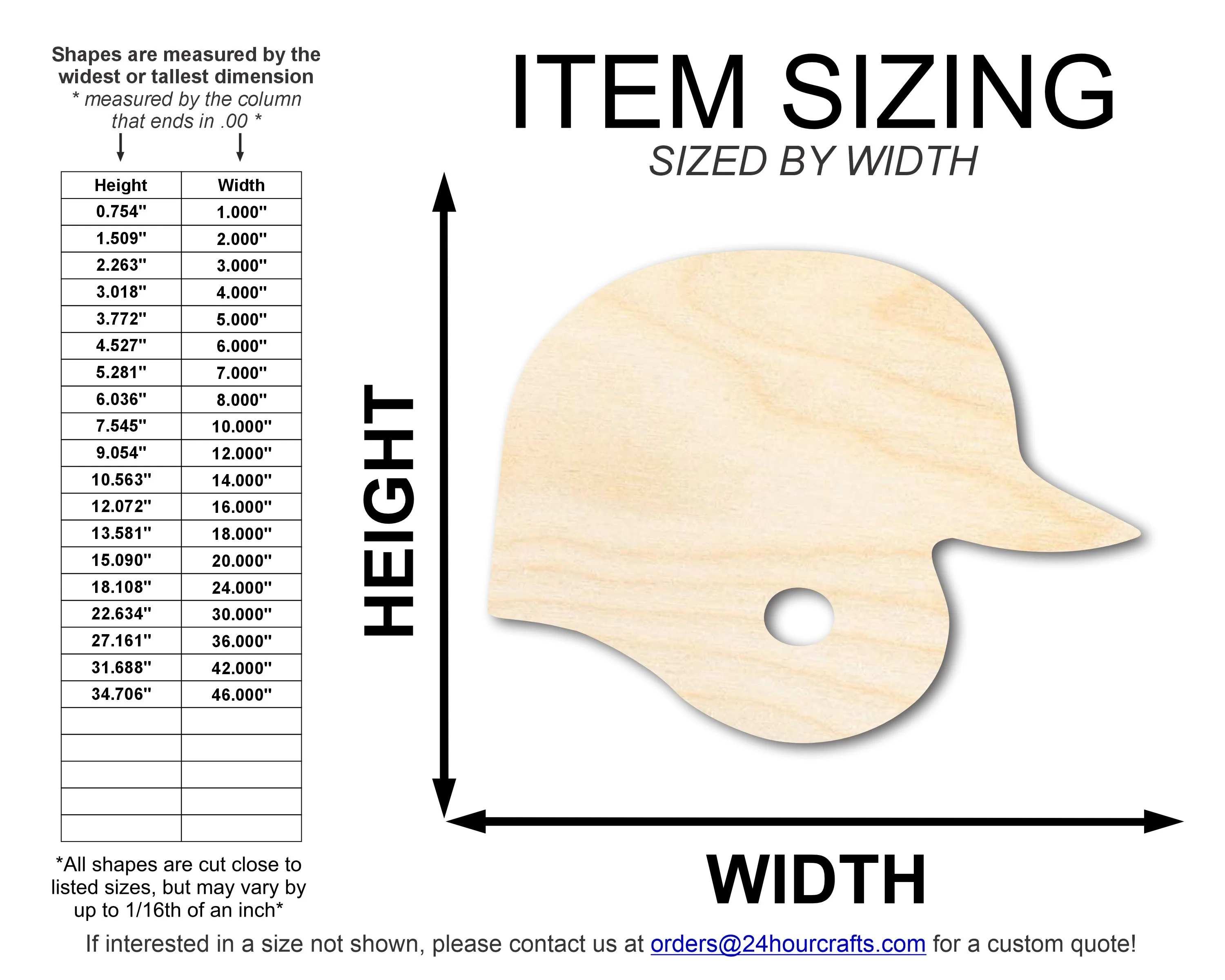 Unfinished Wood Baseball Helmet Shape | DIY Craft Cutout | up to 46" DIY - Image 2