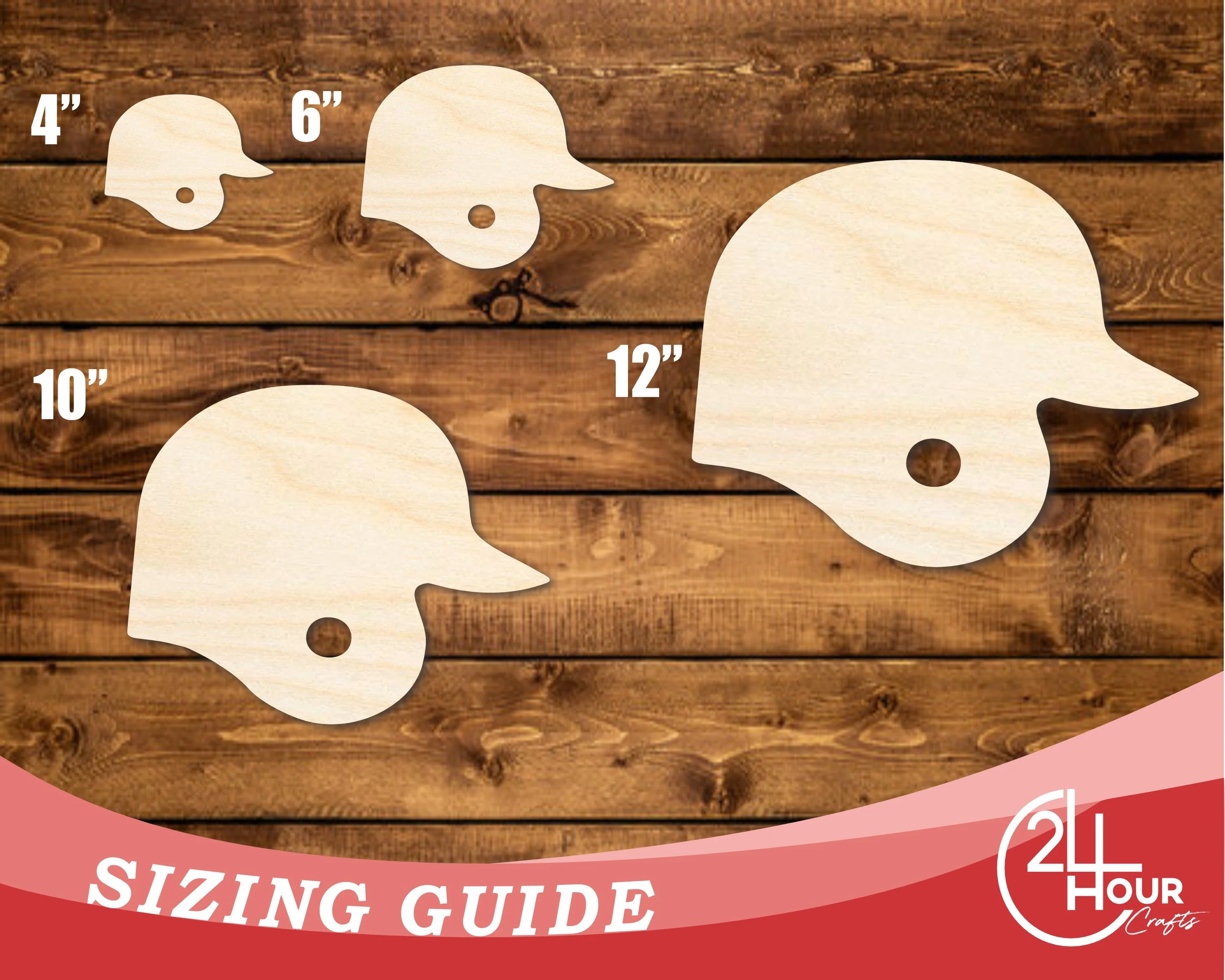 Unfinished Wood Baseball Helmet Shape | DIY Craft Cutout | up to 46" DIY - Image 3