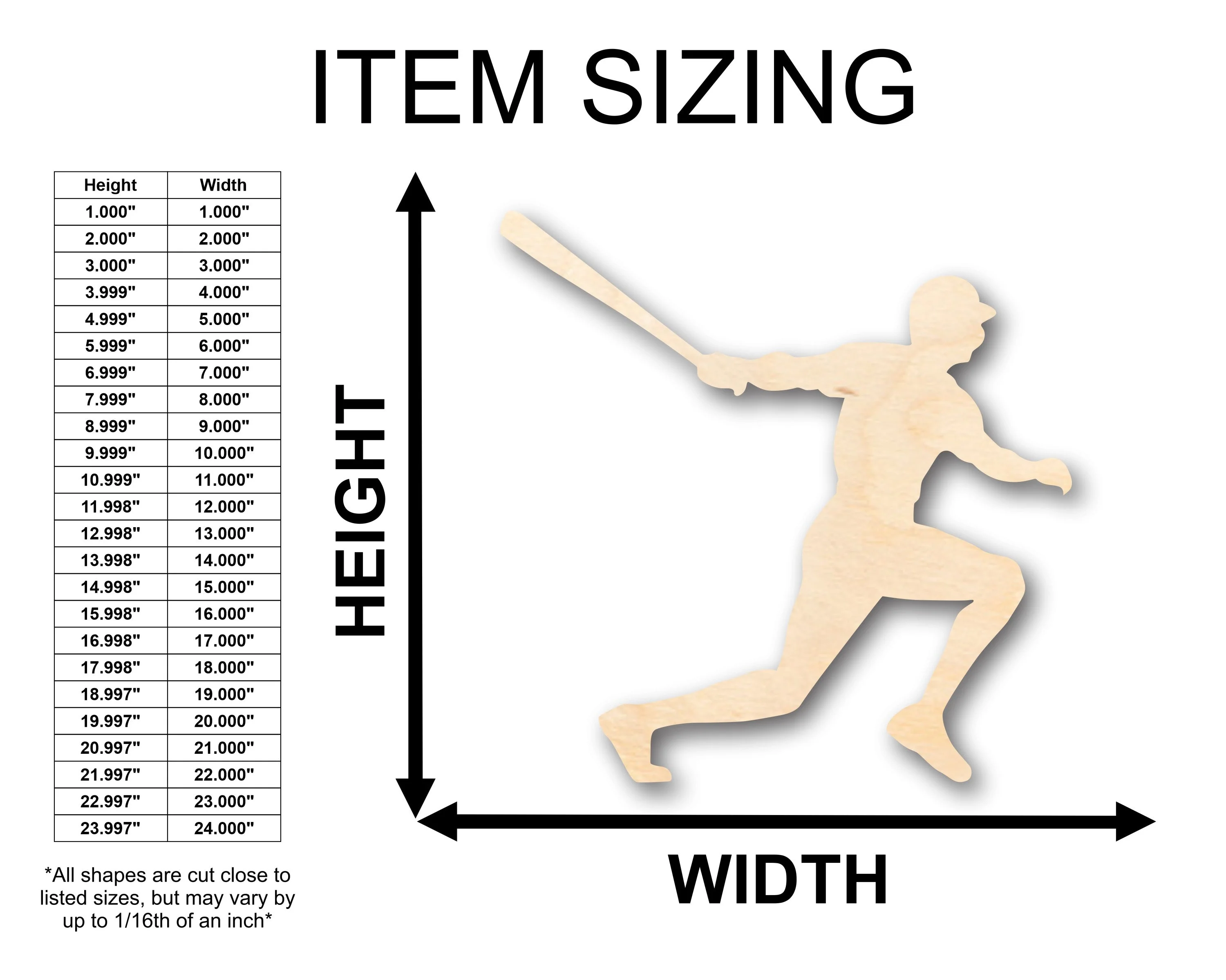 Unfinished Wood Baseball Player Shape - Craft - up to 46" DIY - Image 2