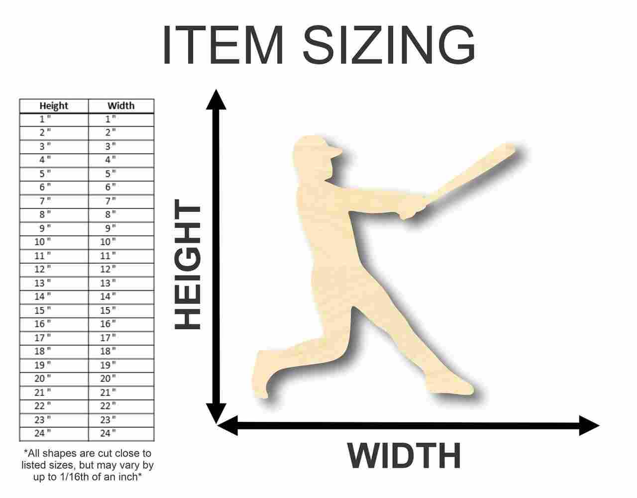 Unfinished Wood Baseball Player Shape - Sports - Kids Room Decor - up to 46" DIY - Image 2
