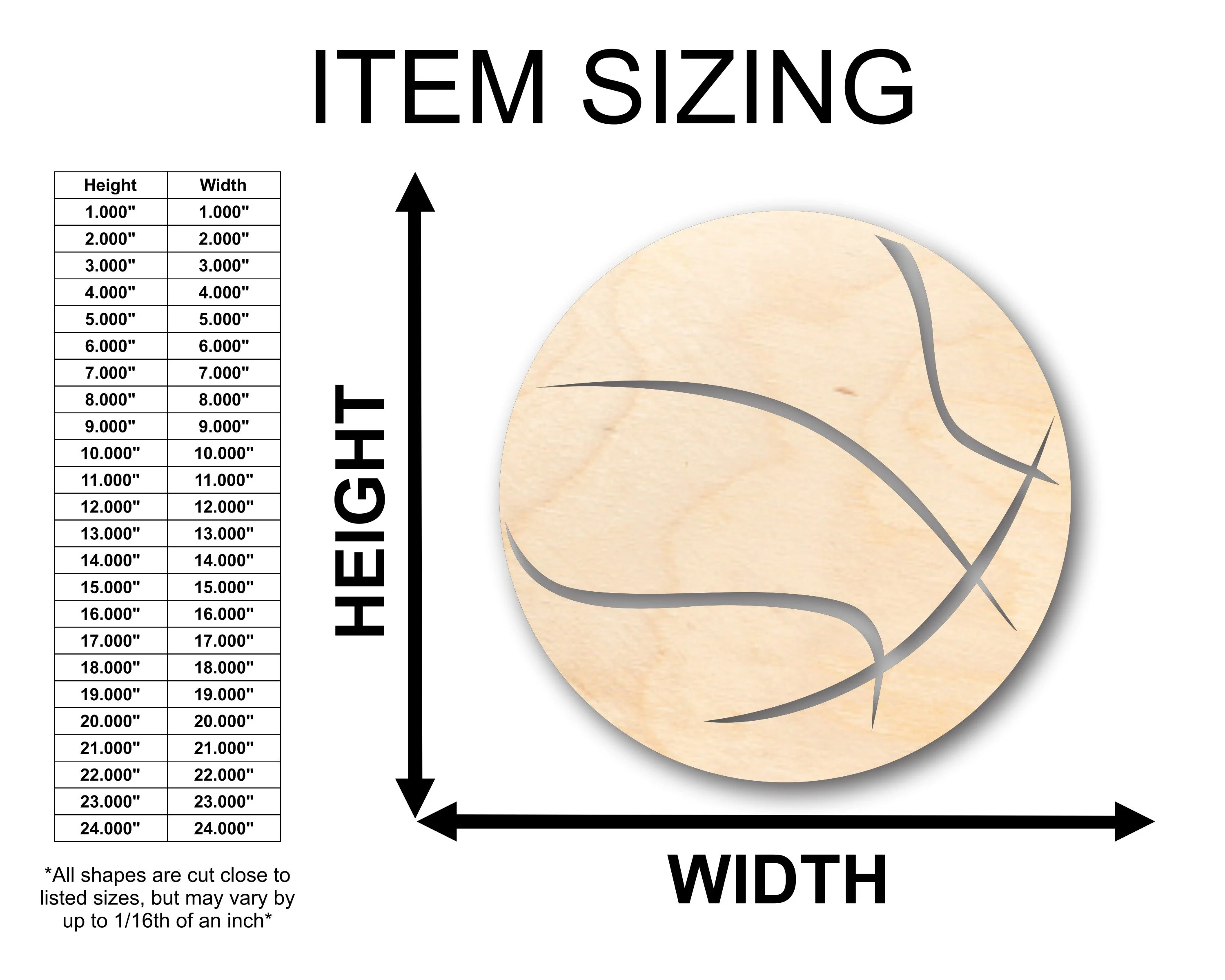 Unfinished Wood Basketball Shape - Craft - up to 46" DIY - Image 2