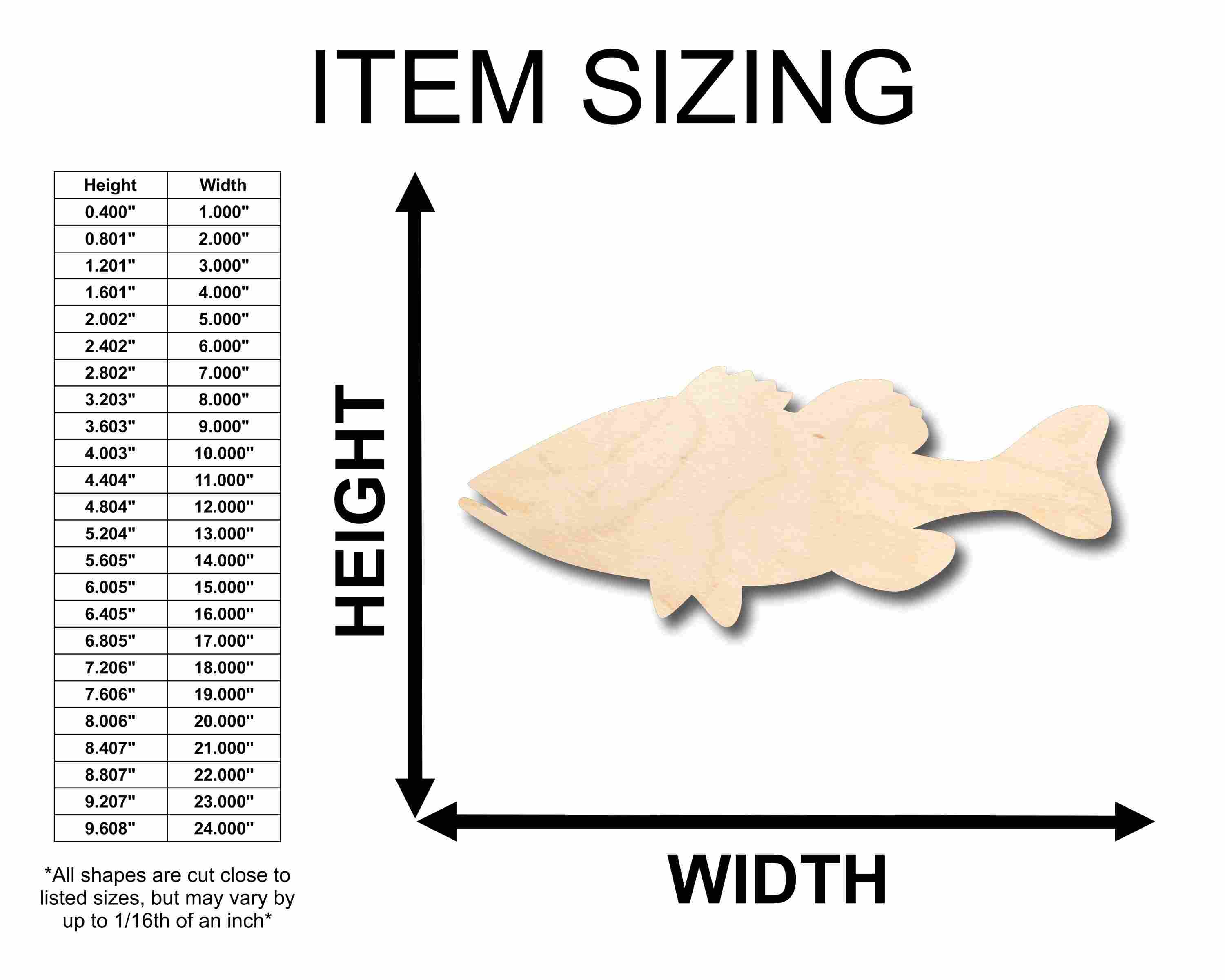 Unfinished Wood Bass Fish Silhouette - Craft- up to 46" DIY - Image 2