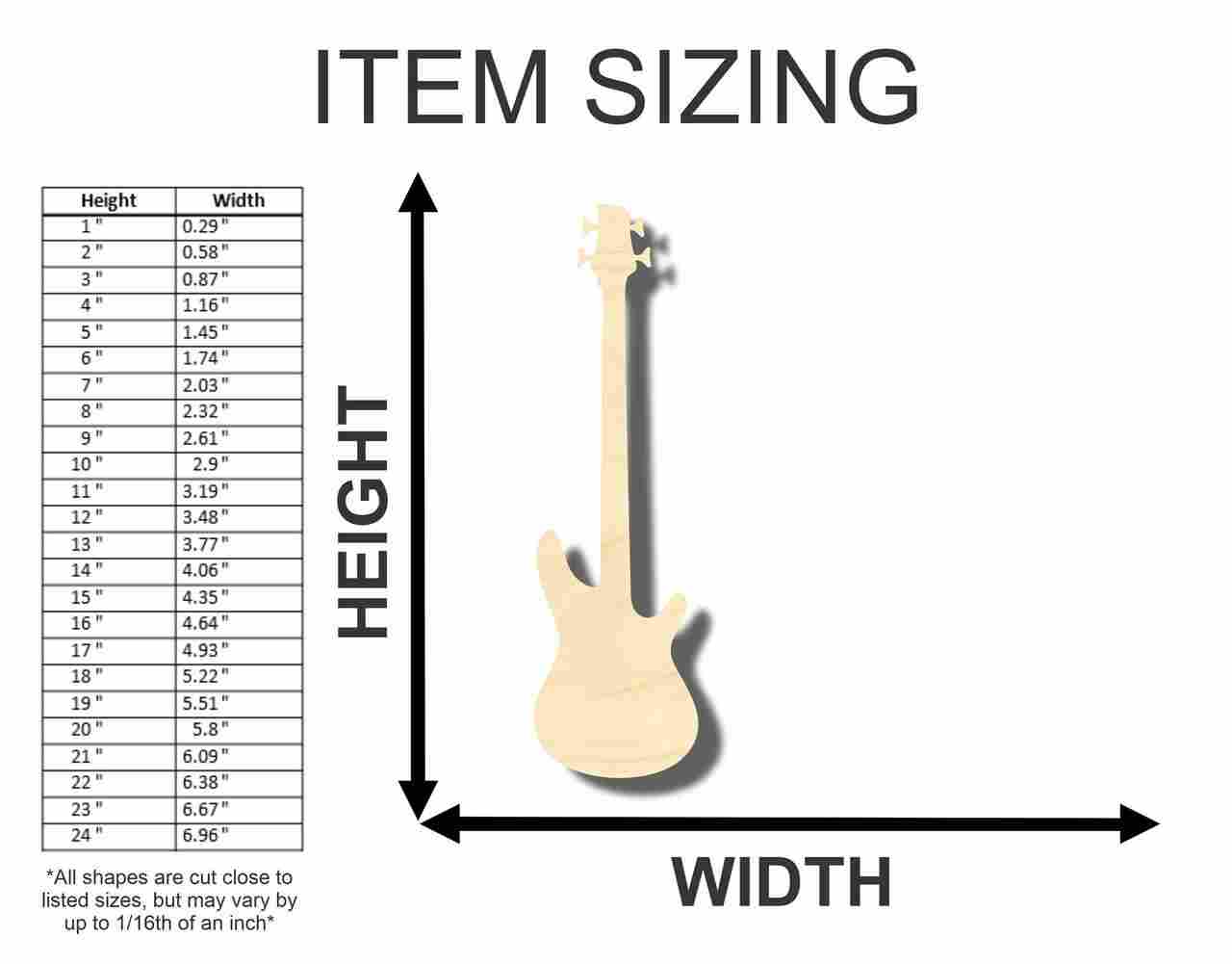 Unfinished Wood Bass Guitar Shape - Craft - Music - up to 46" DIY - Image 2